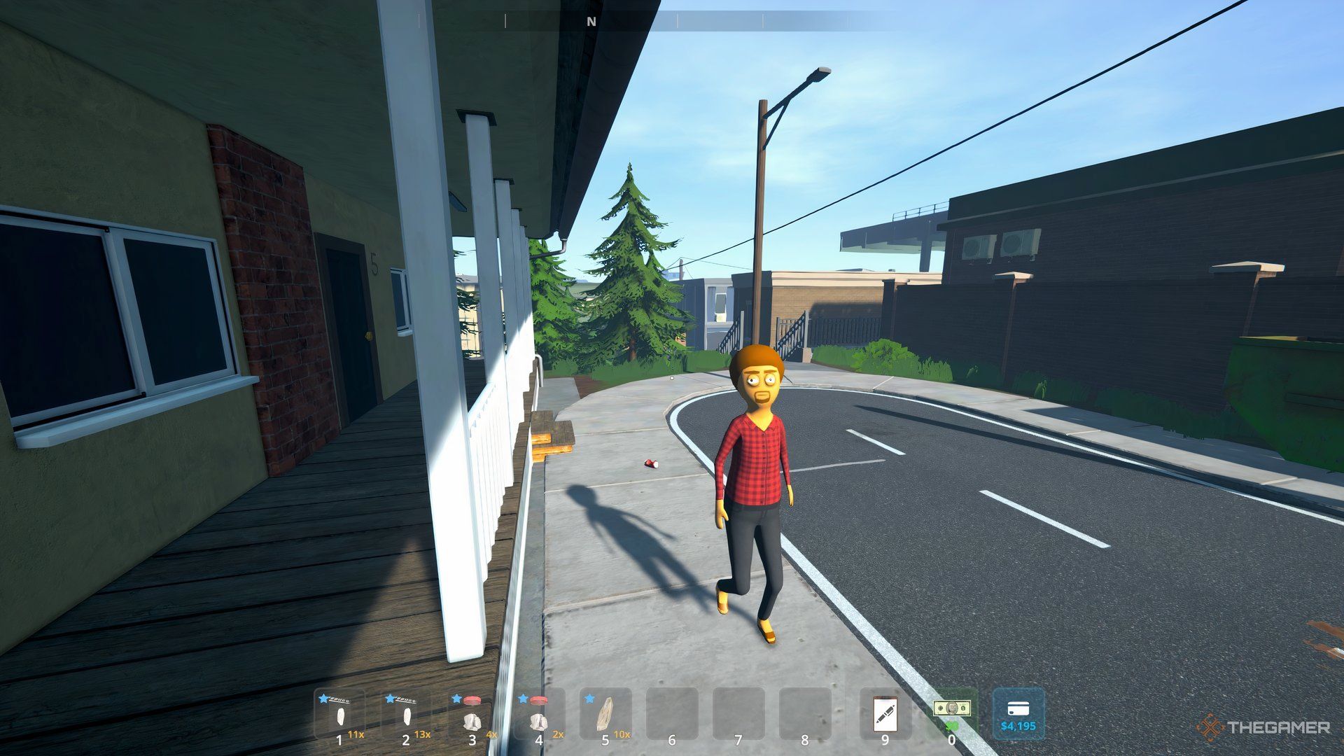 Benji walking towards the player back to his apartment. 