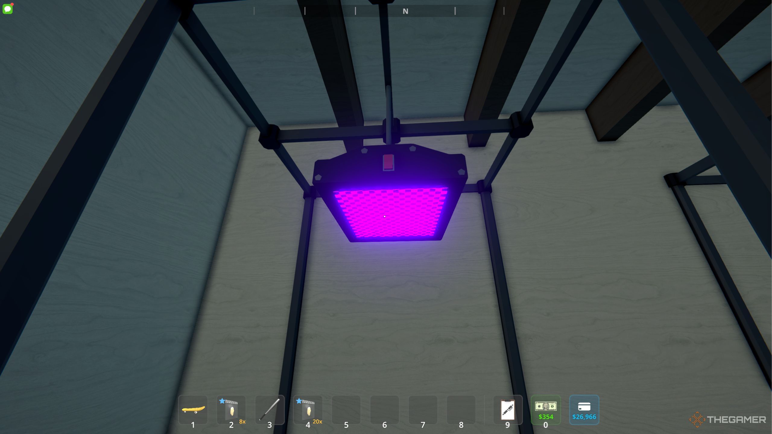 Schedule 1 grow light above the pot.