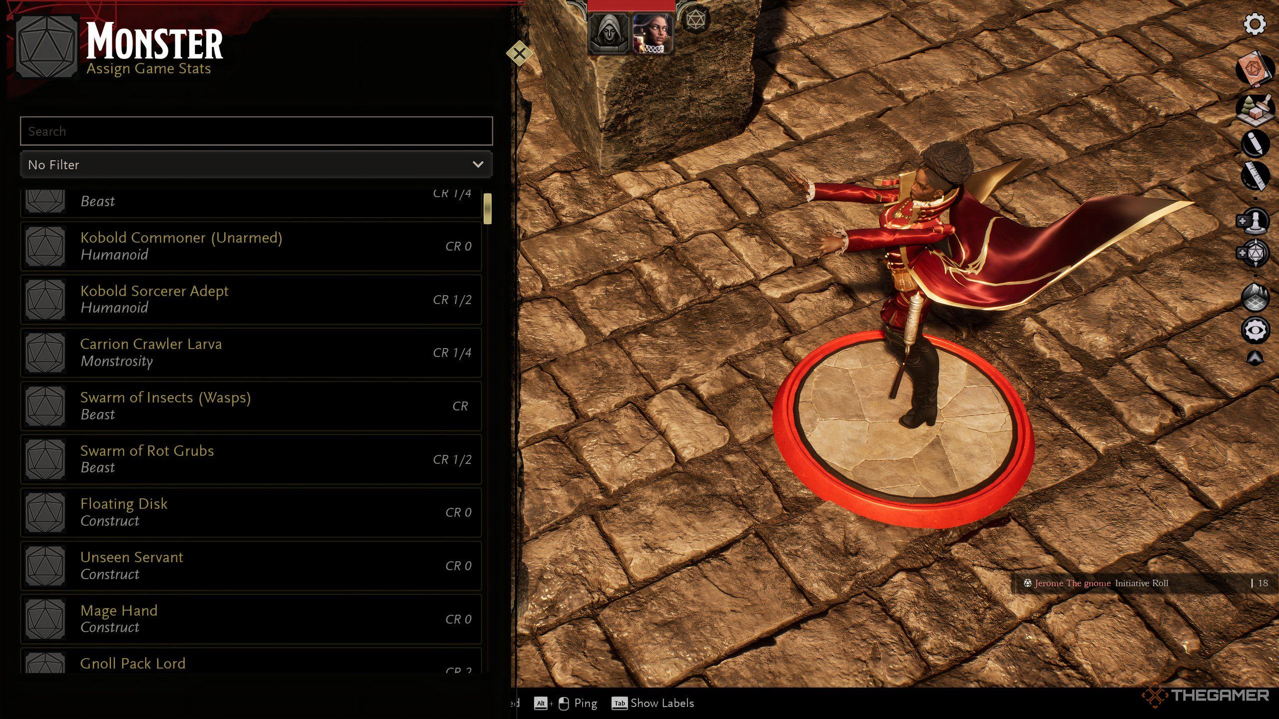 A miniature on the map of a Dungeons & Dragons Project Sigil campaign. 