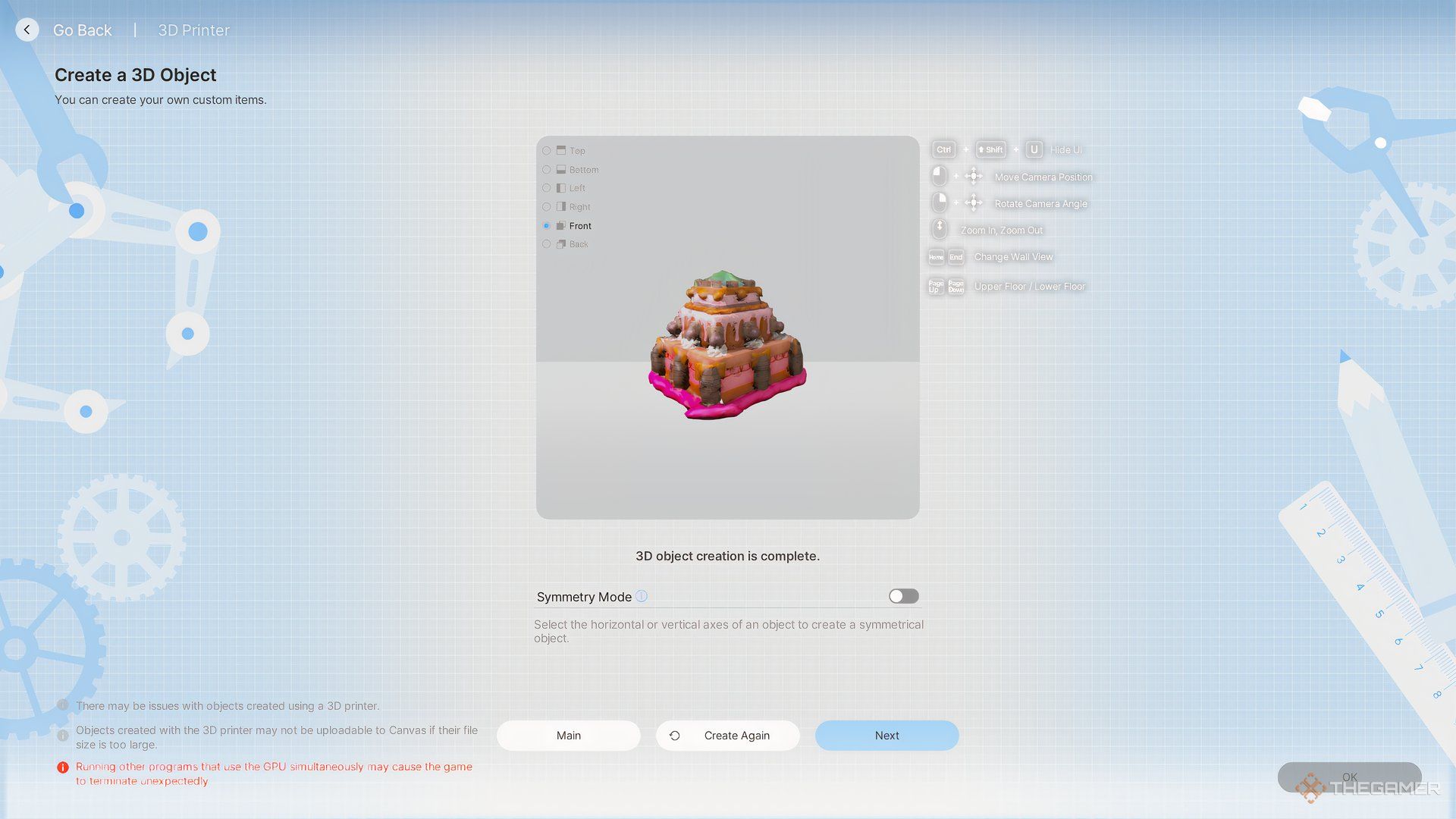 An object is generated using a 3D Printer in InZoi