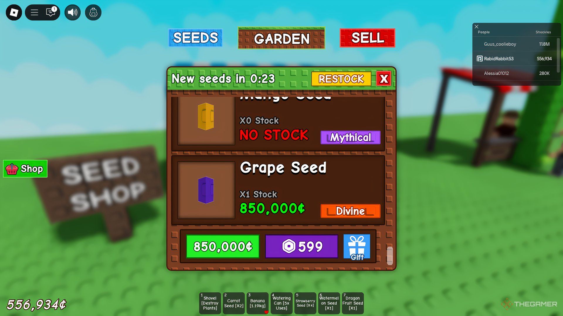 The grape seeds are available in the shop in Roblox: Grow A Garden.