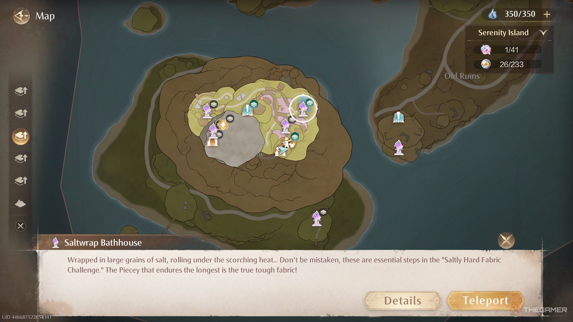 The Saltwrap Bathhouse Warp Spire is shown in Infinity Nikki.