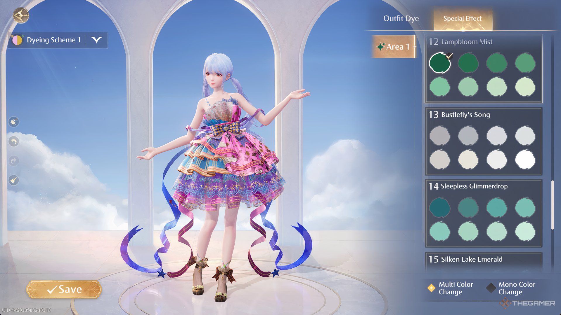 The unlocked color palettes are shown in Infinity Nikki.