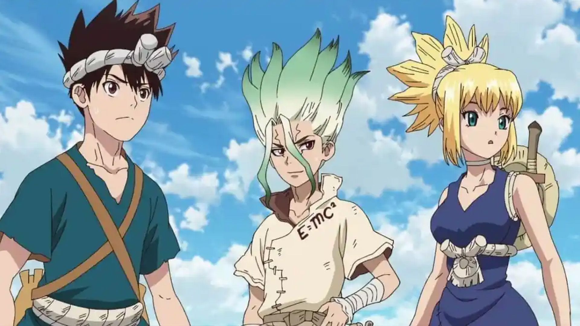 Senku Ishigami, Kohaku and Taiju Oki from Dr. Stone.