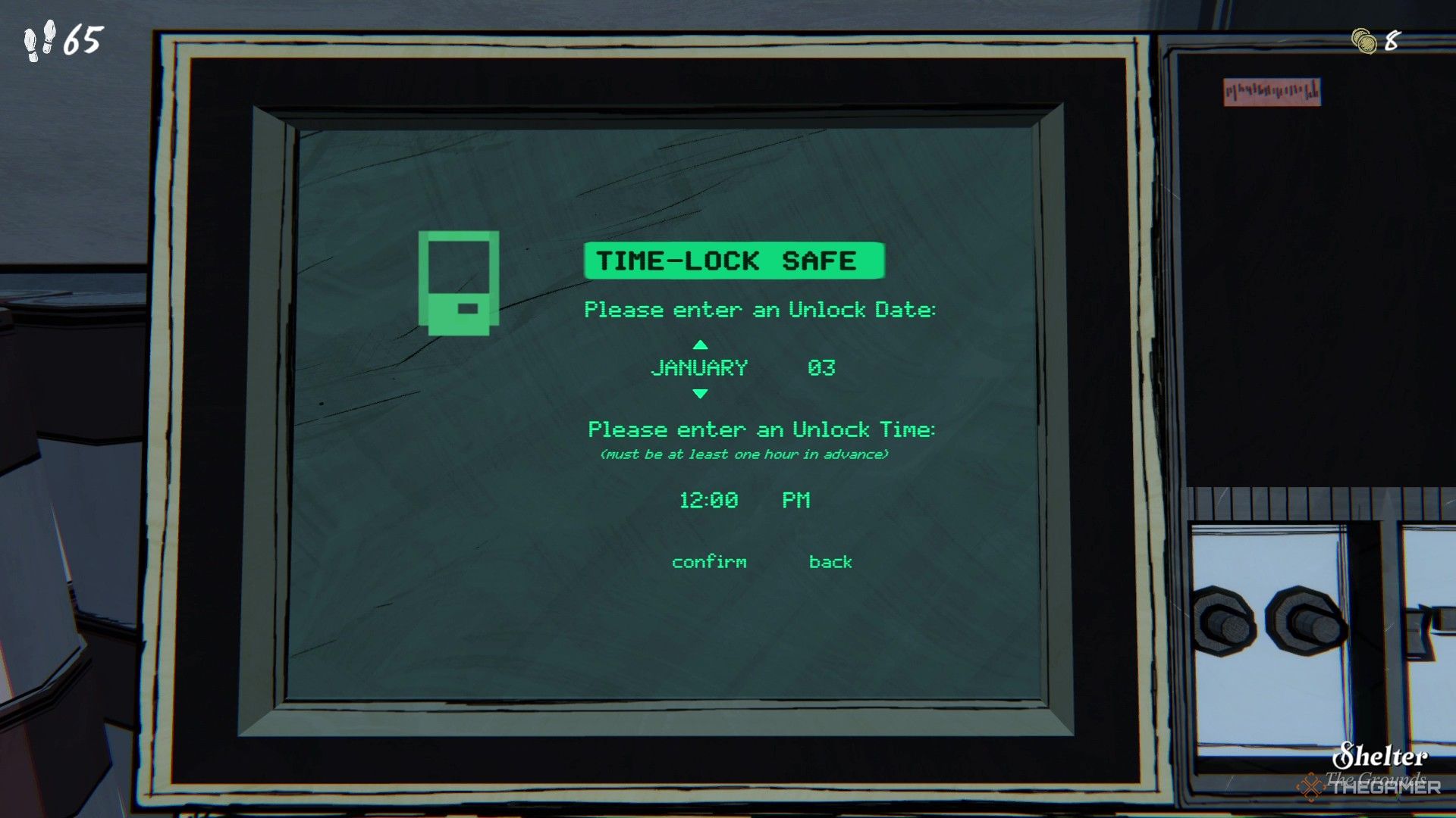 Setting the time and date for the time-lock safe to unlock in Blue Prince.