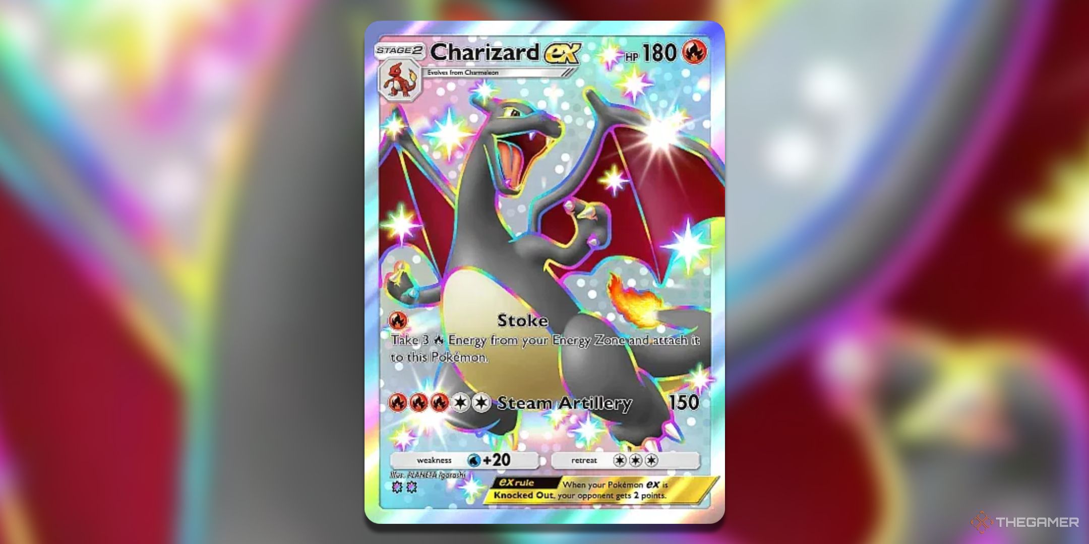Shiny super rare Charizard ex Pokemon TCG Pocket Shining Revelry Card Art.