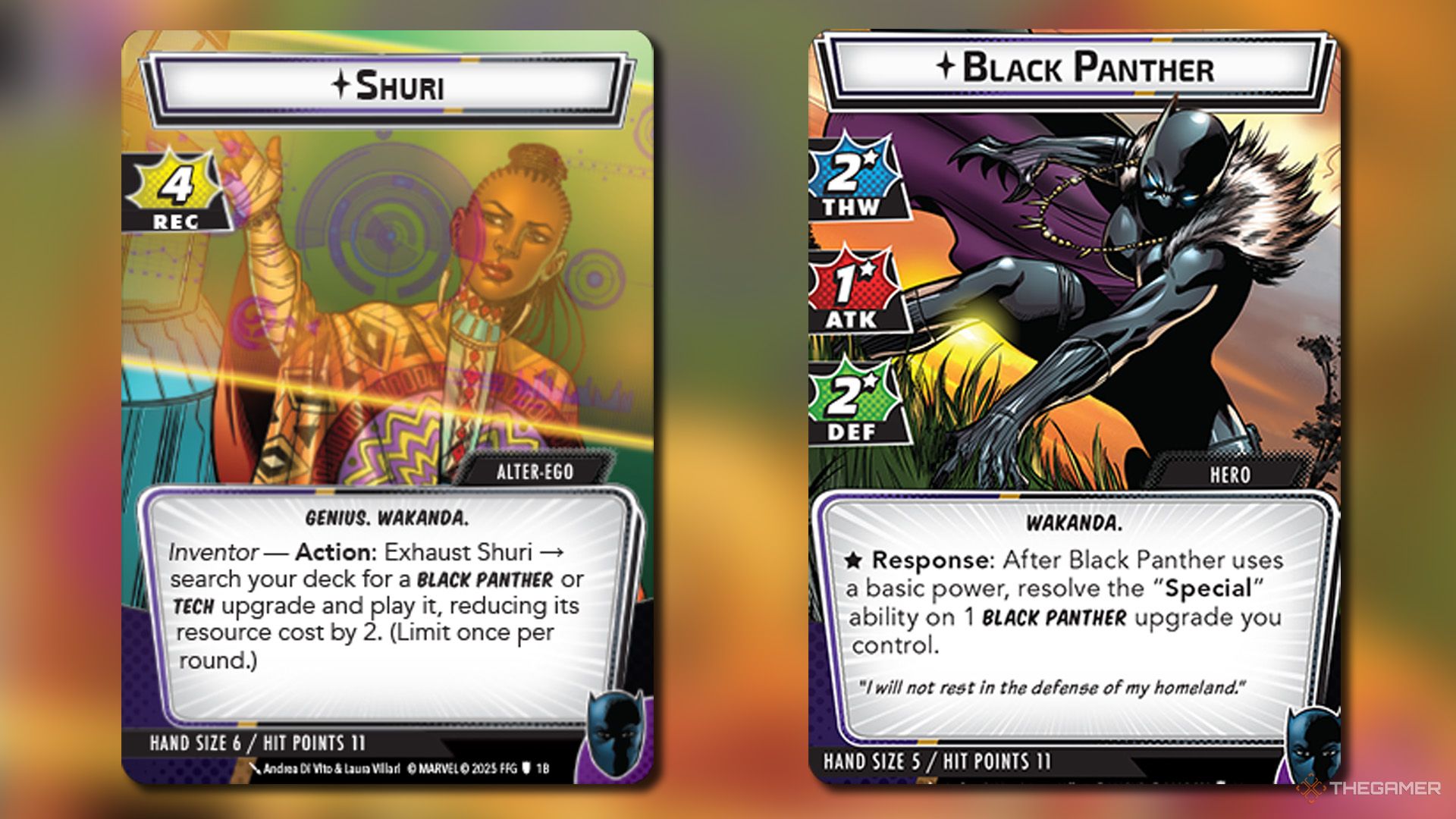Shuri & Black Panther hero card from Marvel Champions.