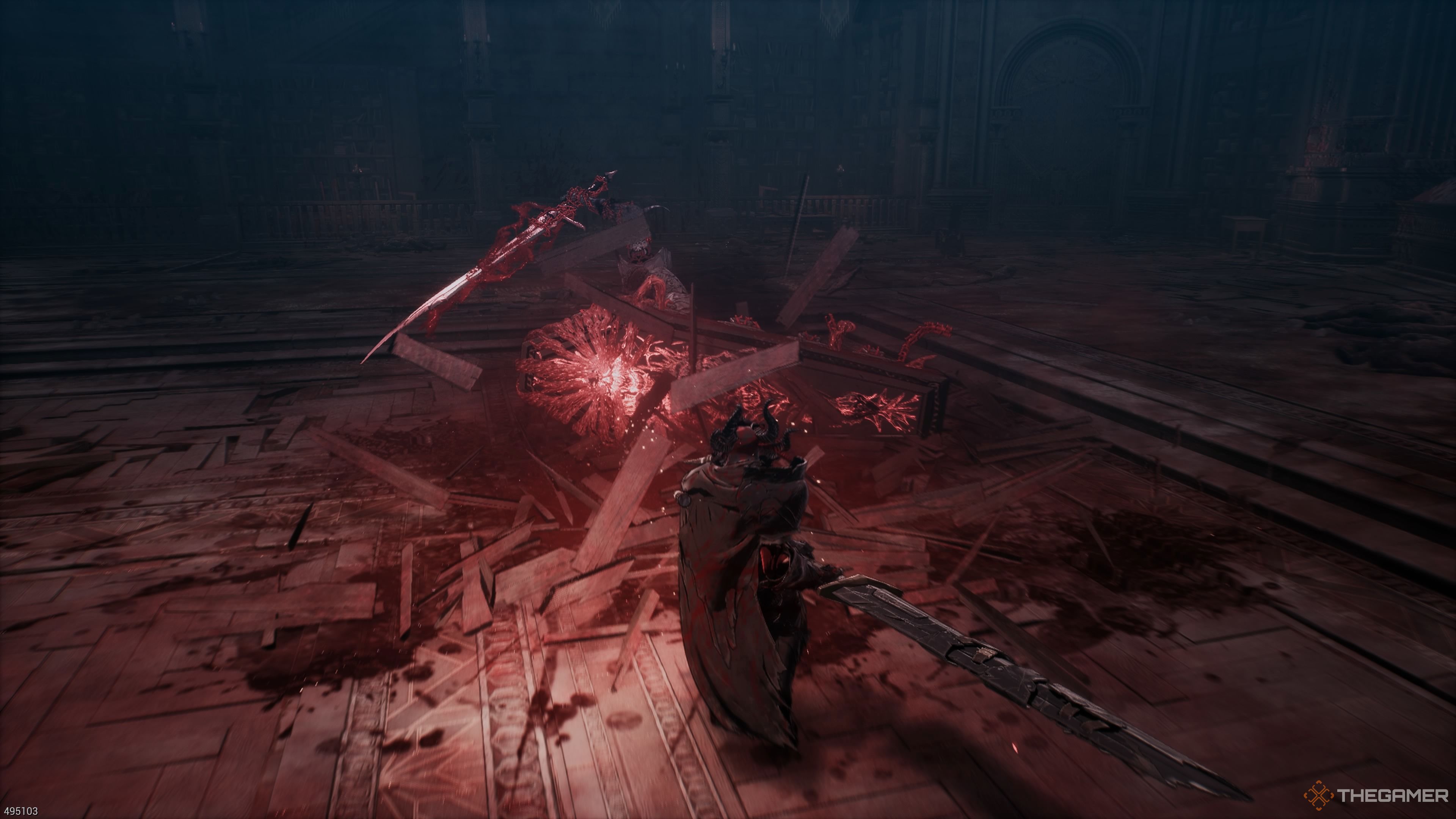 Skalpel using the grab form of a coffin slam attack in The First Berserker Khazan.