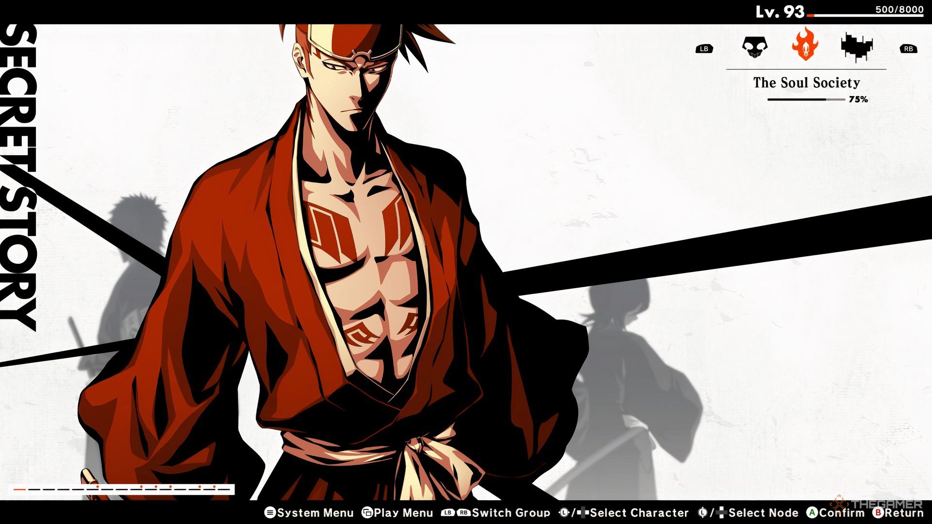Renji Abarai's Secret Stories page in Bleach Rebirth of Souls.