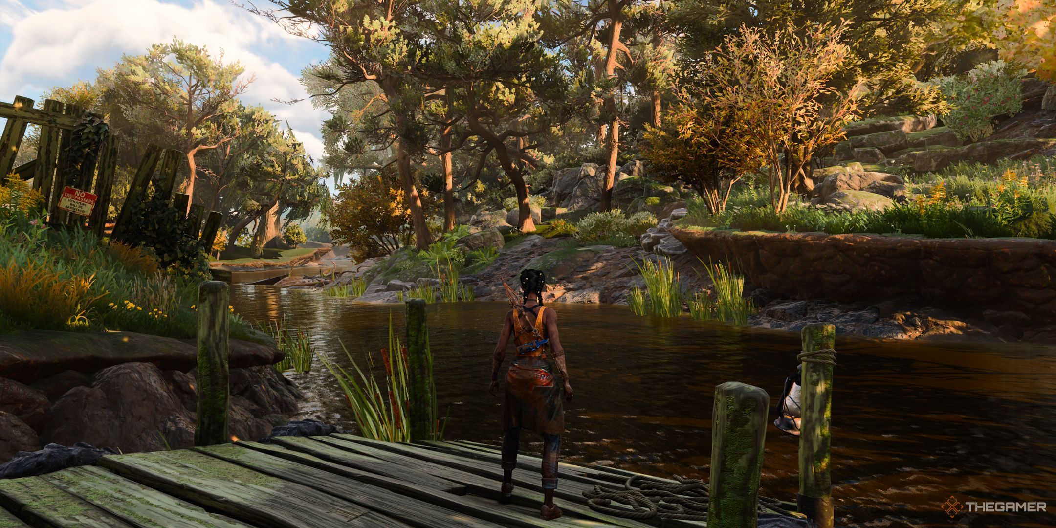 Hazel looking at a river in South of Midnight.