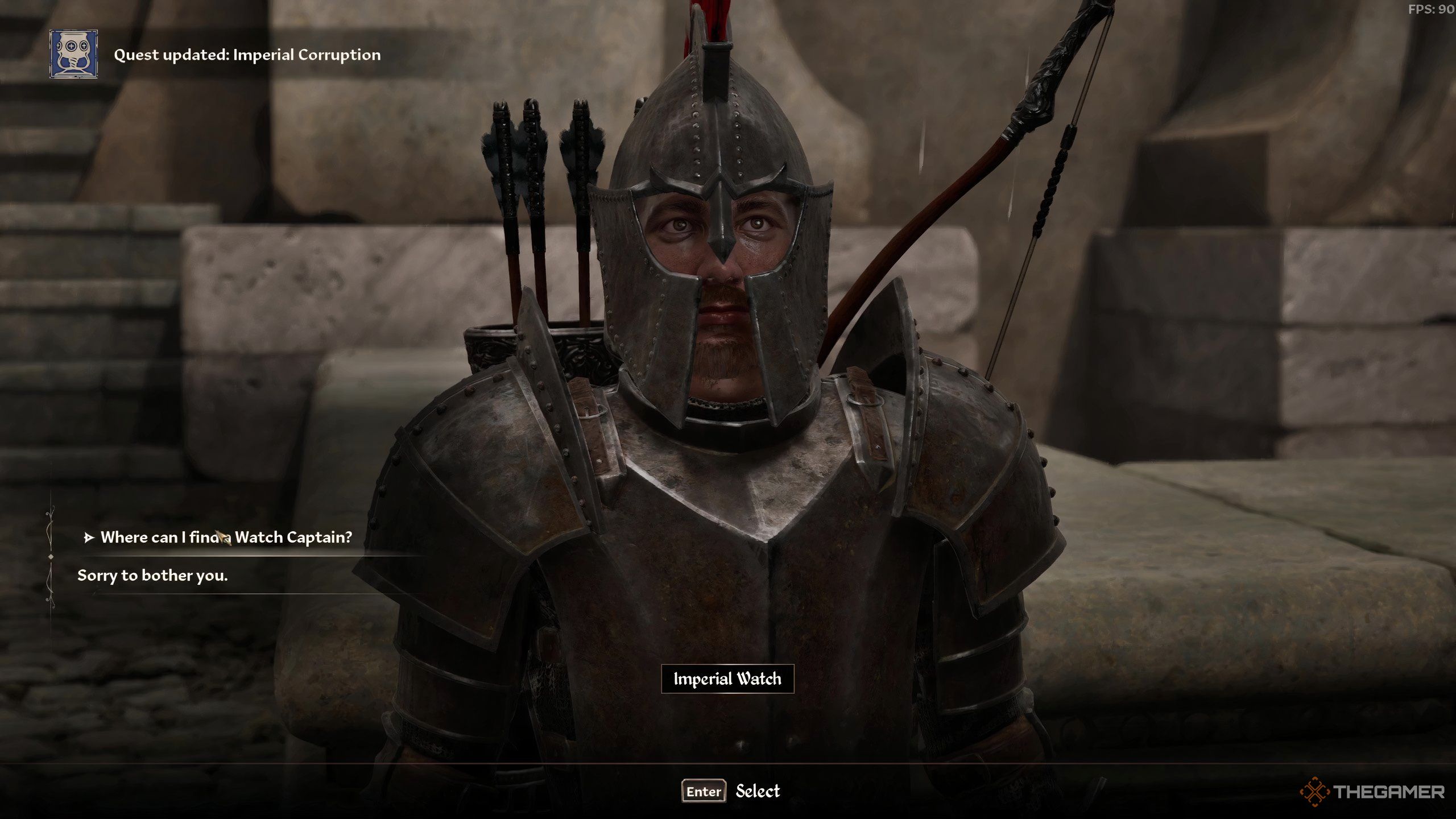 Speaking to an Imperial Watchman about a Watch Captain in Oblivion Remastered.