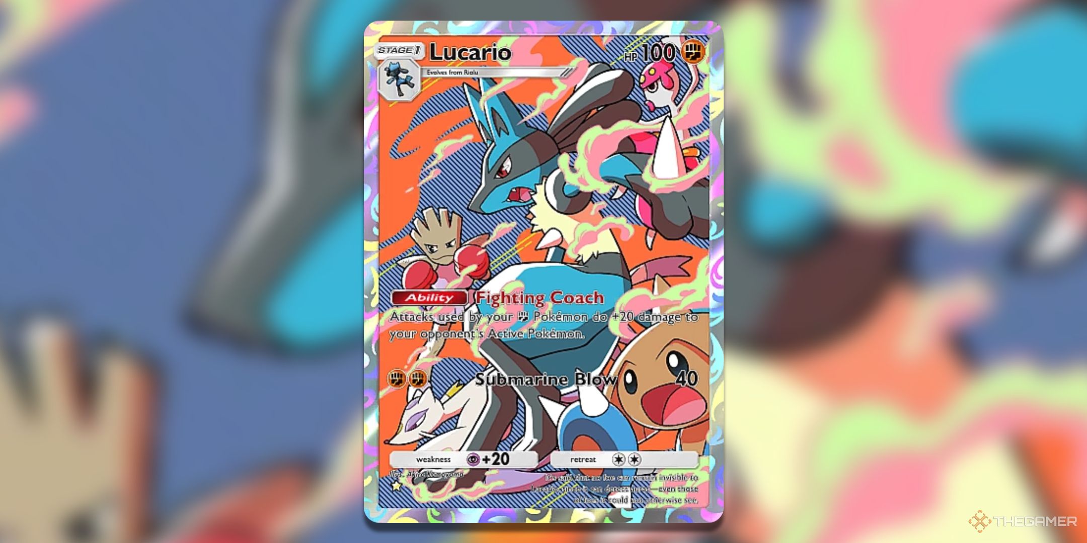 Special Illustration Lucario Pokemon TCG Pocket Space Time Smackdown Card Art.