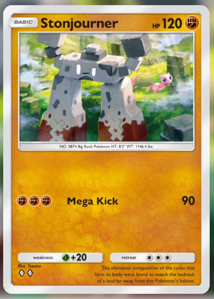 The Stonjourner card, from Mythical Island in Pokemon TCG Pocket.