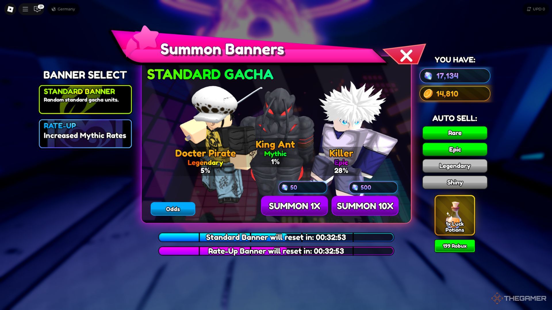 The player character shows the Summon Banners in Anime Ranger X.