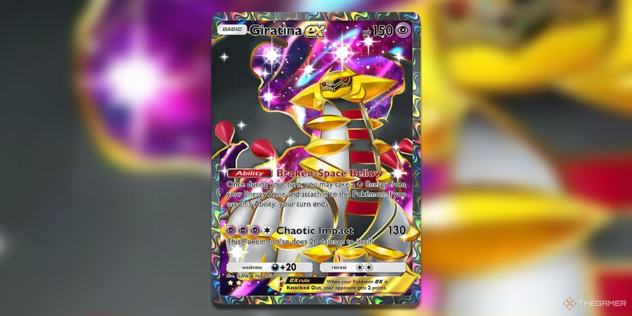 Super rare Giratina ex Pokemon TCG Pocket Shining Revelry Card Art.
