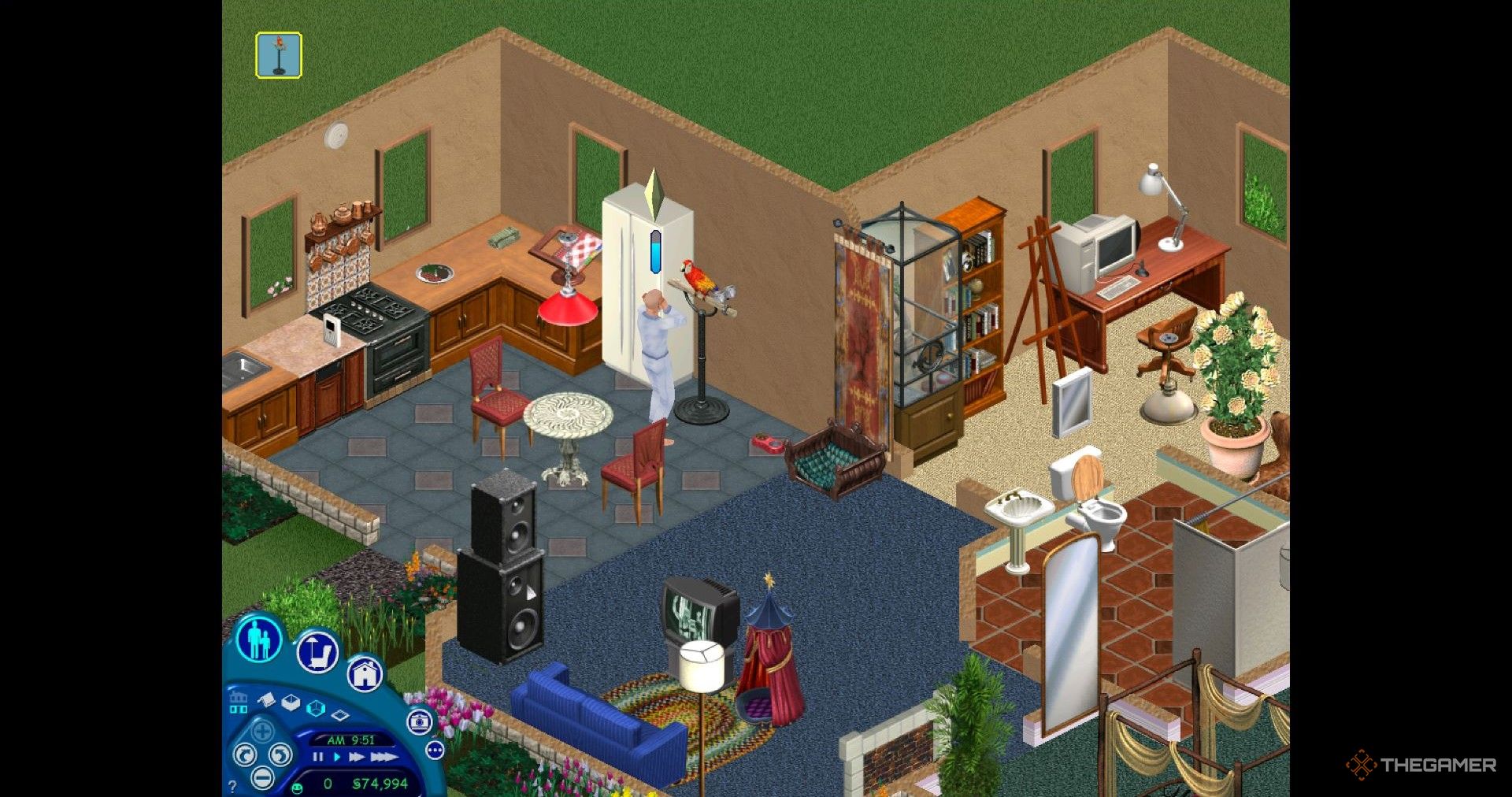 Talking to a bird in The Sims 1.