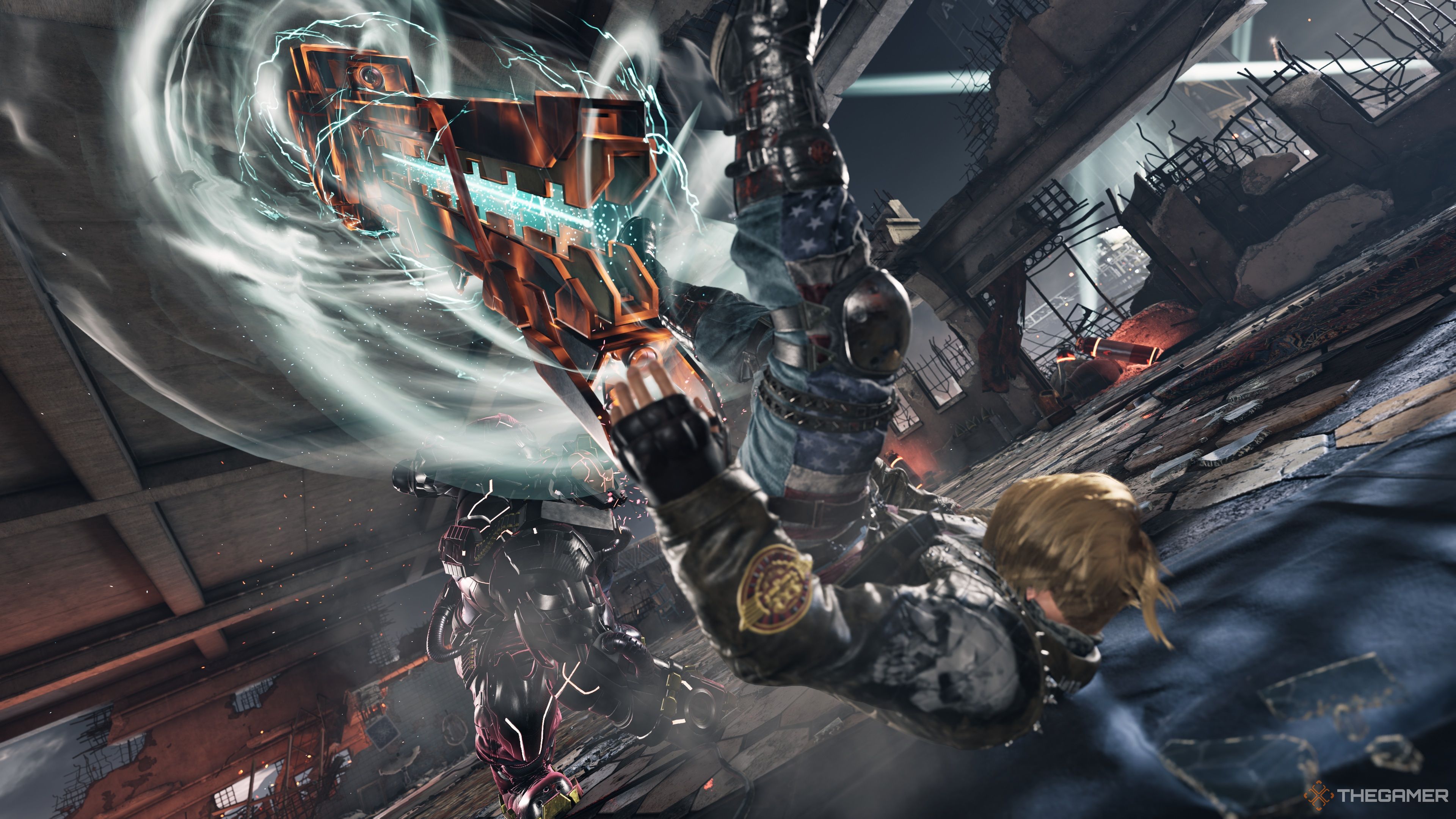 Jack-8 executing his Heat Smash on Paul in Tekken 8.