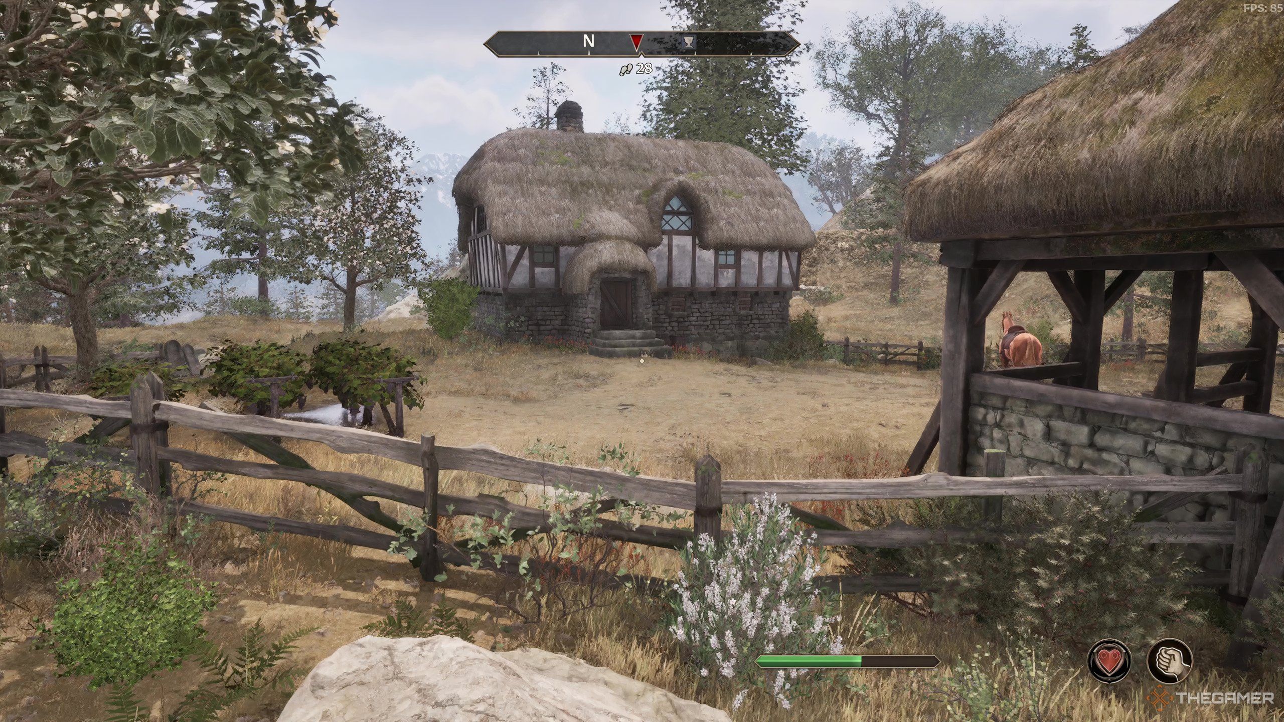 The Brina Cross Inn sitting in a field in Oblivion Remastered.