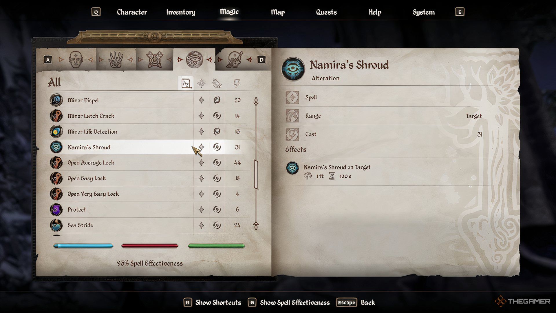 Namira's Shroud spell in The Elder Scrolls IV Oblivion Remastered.