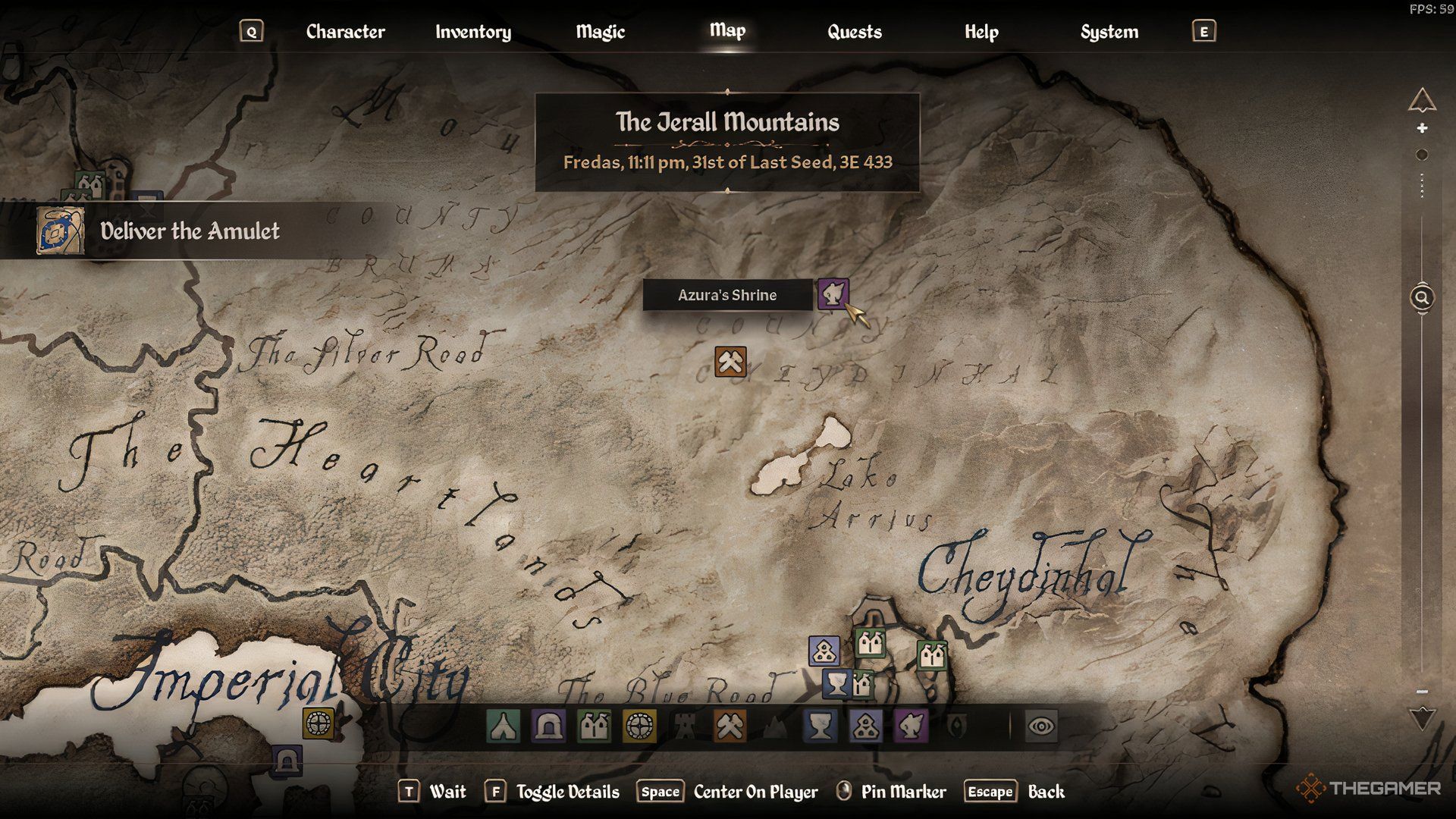 Map location of Azura's Shrine in The Elder Scrolls IV Oblivion Remastered.
