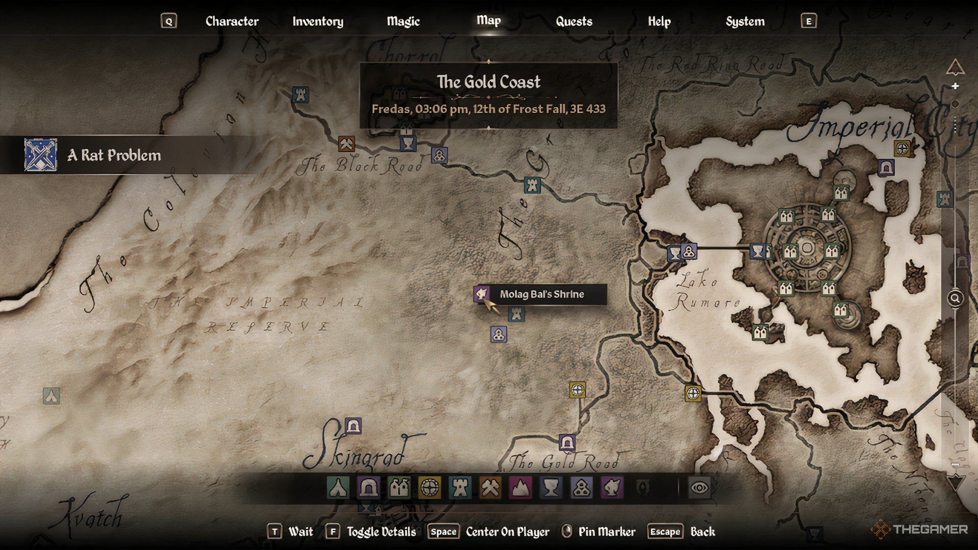 Map location of Molag Bal's shrine in The Elder Scrolls IV Oblivion Remastered.