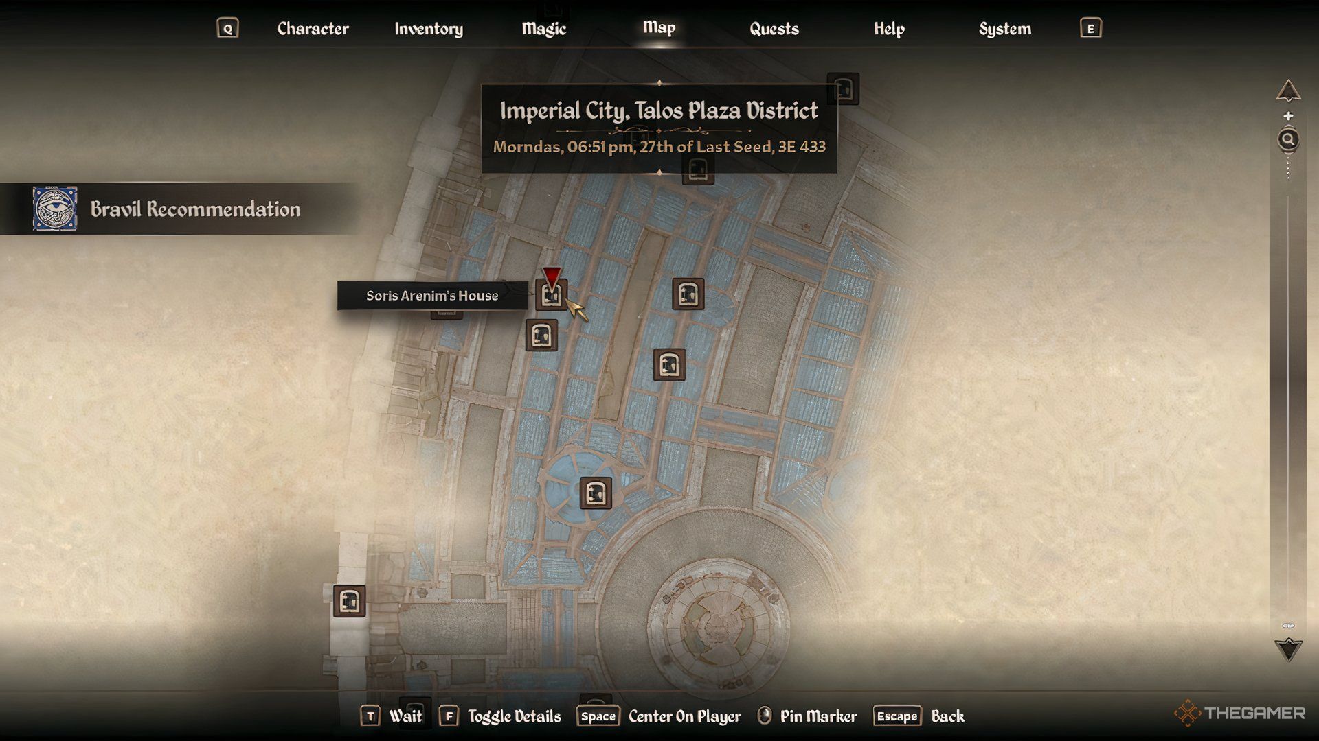 Soris Arenim's house map location in The Elder Scrolls IV Oblivion Remastered.