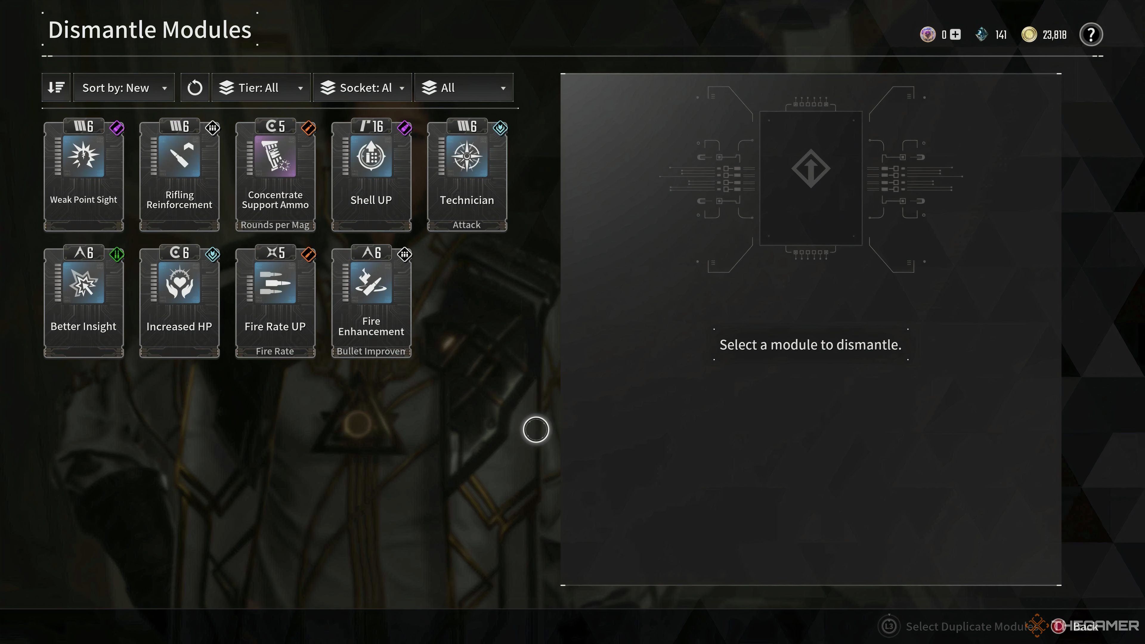 The First Descendant Dismantling Items Menu.