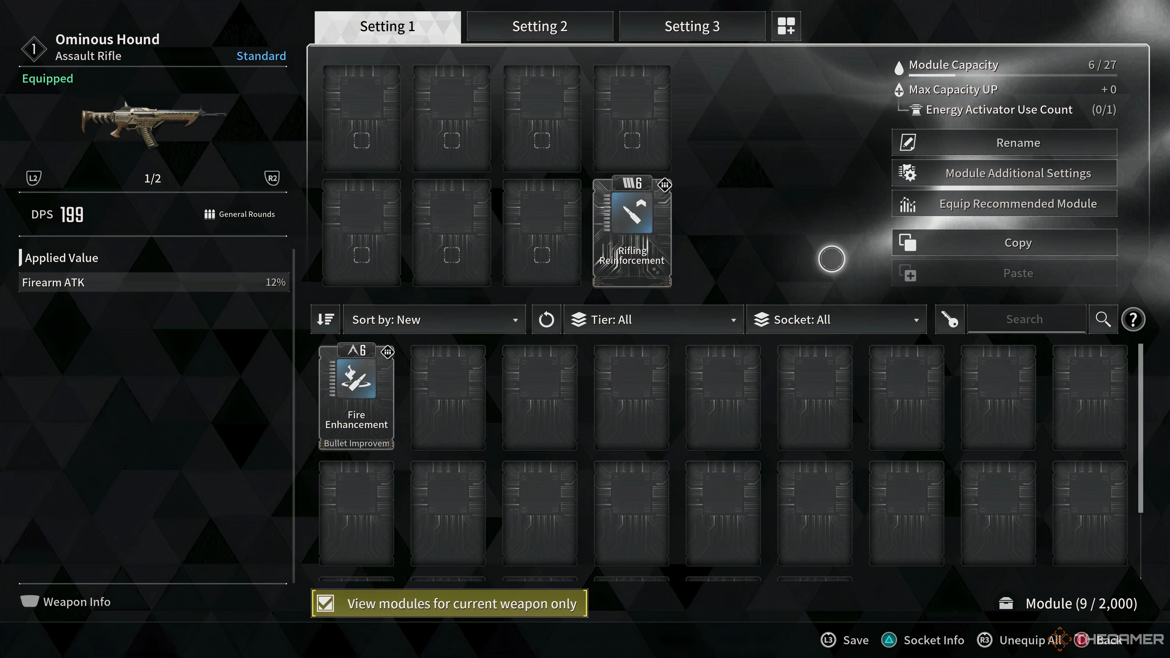 The First Descendant Weapon Modifications Menu.