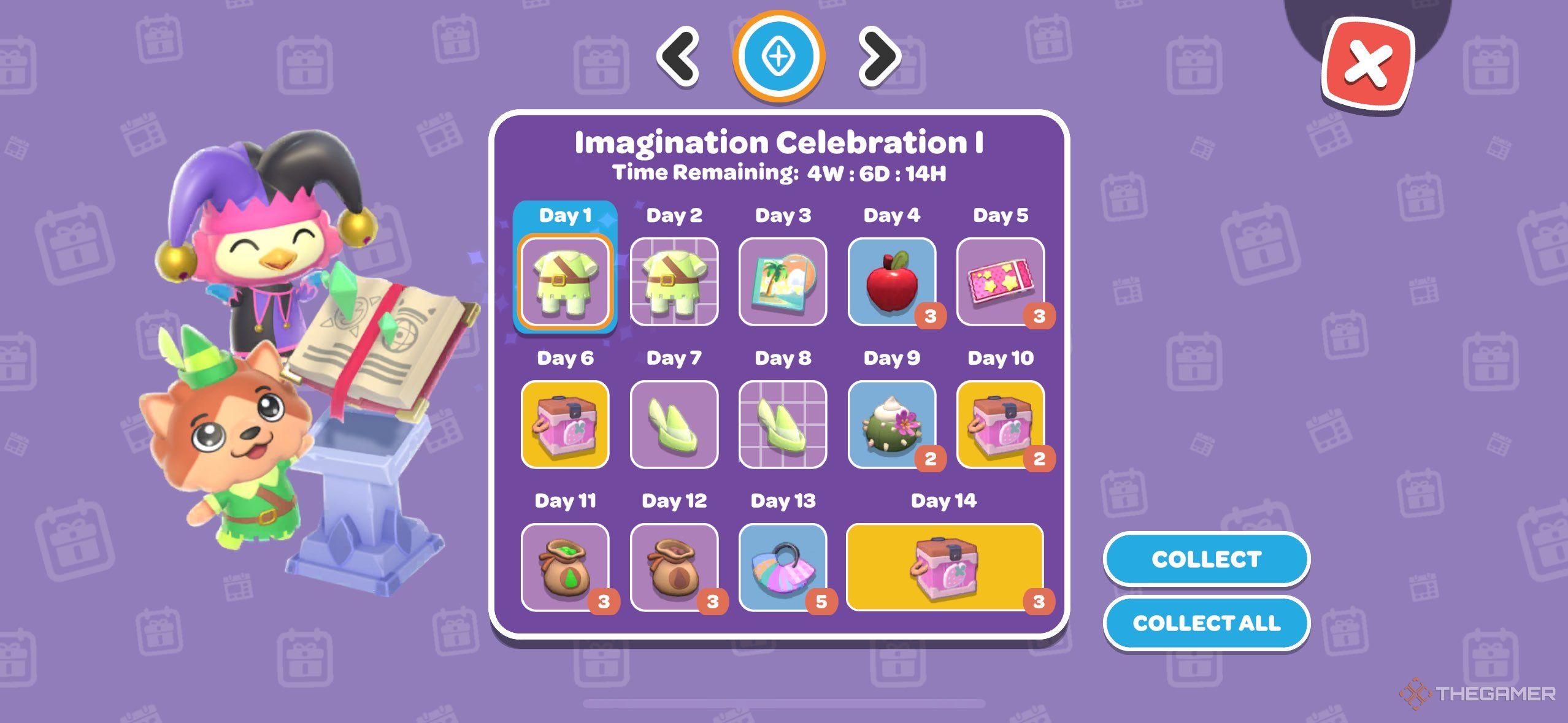 The first part of Daily Rewards for the Imagination Celebration in Hello Kitty Island Adventure.
