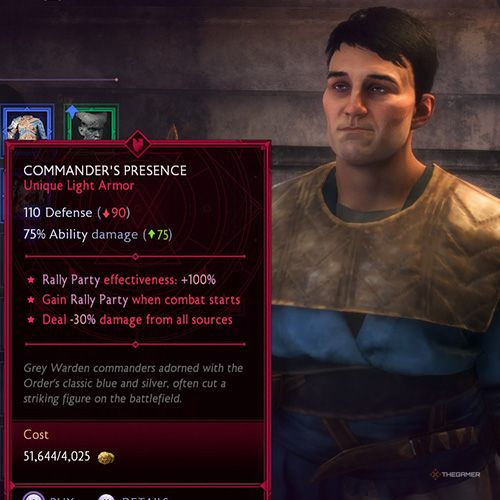 The player buys an unique item from Hossberg Wetlands' merchant in Dragon Age: Veilguard.