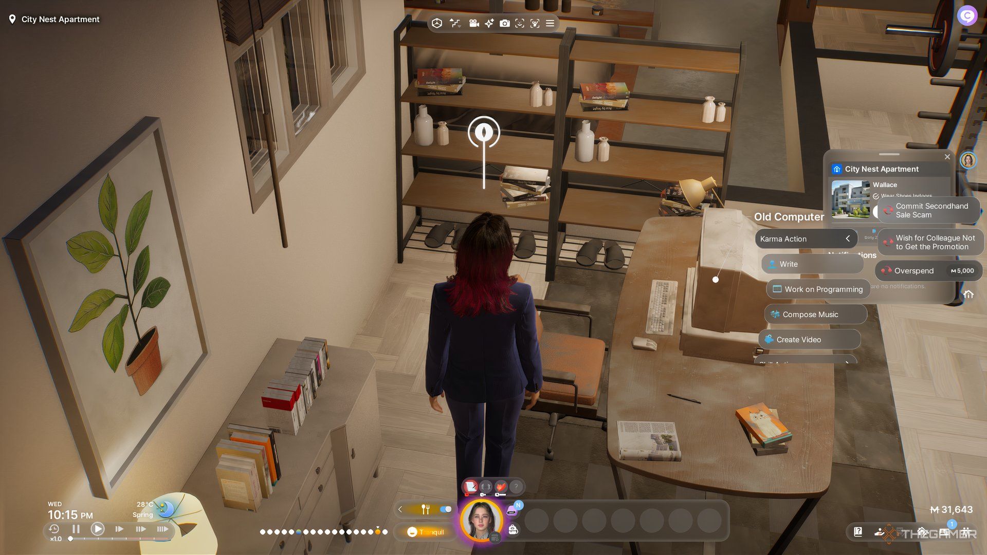 The player is near a computer in InZoi.