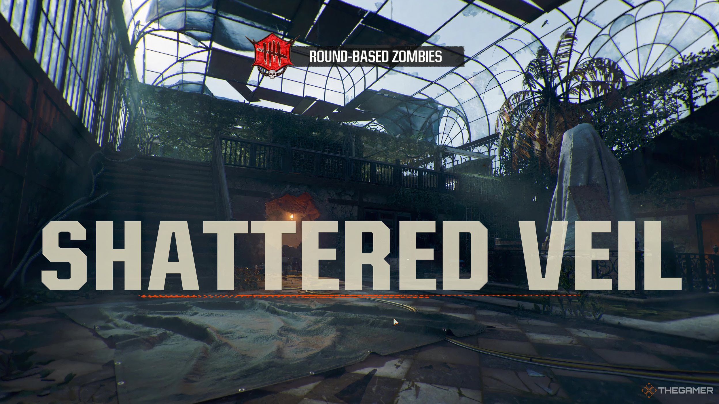 The Shattered Veil Zombies map with its name in large letters on the screen in Call of Duty Black Ops 6 Zombies.