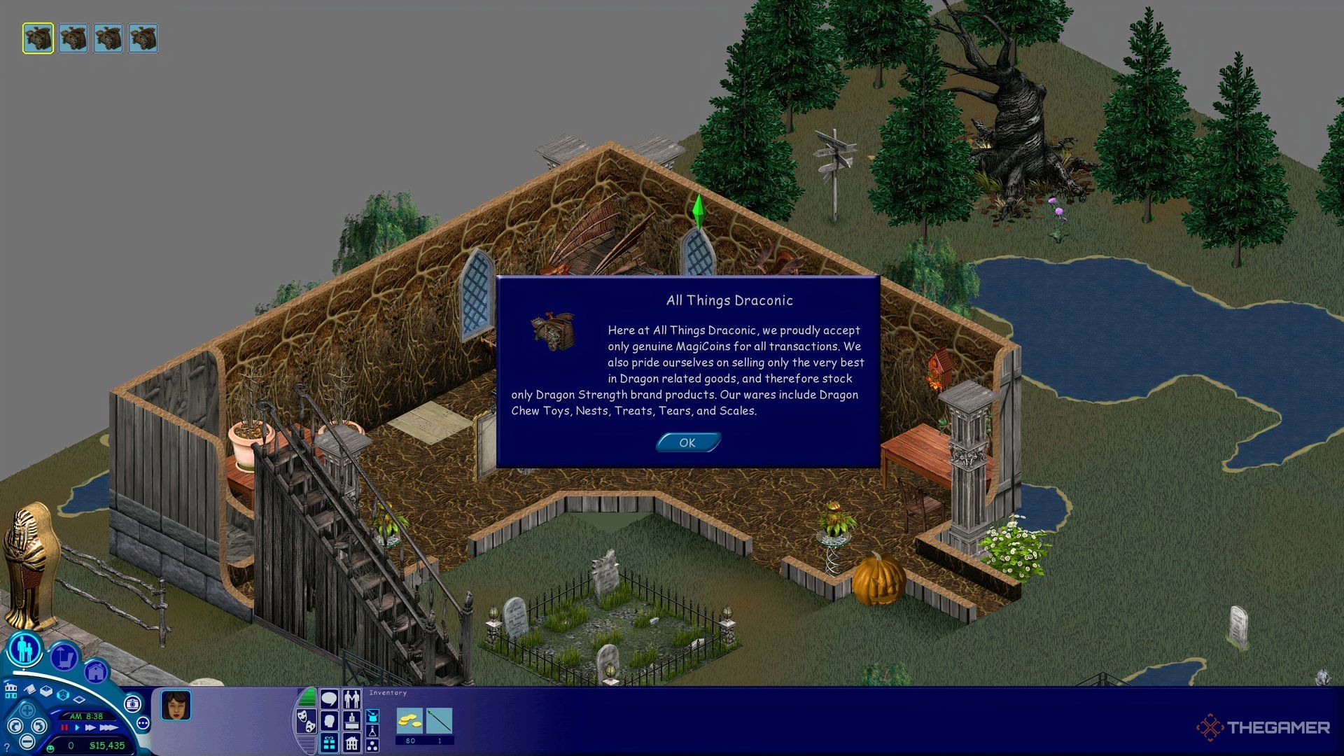 A pop-up message summarising All Things Draconic in Magic Town in The Sims.