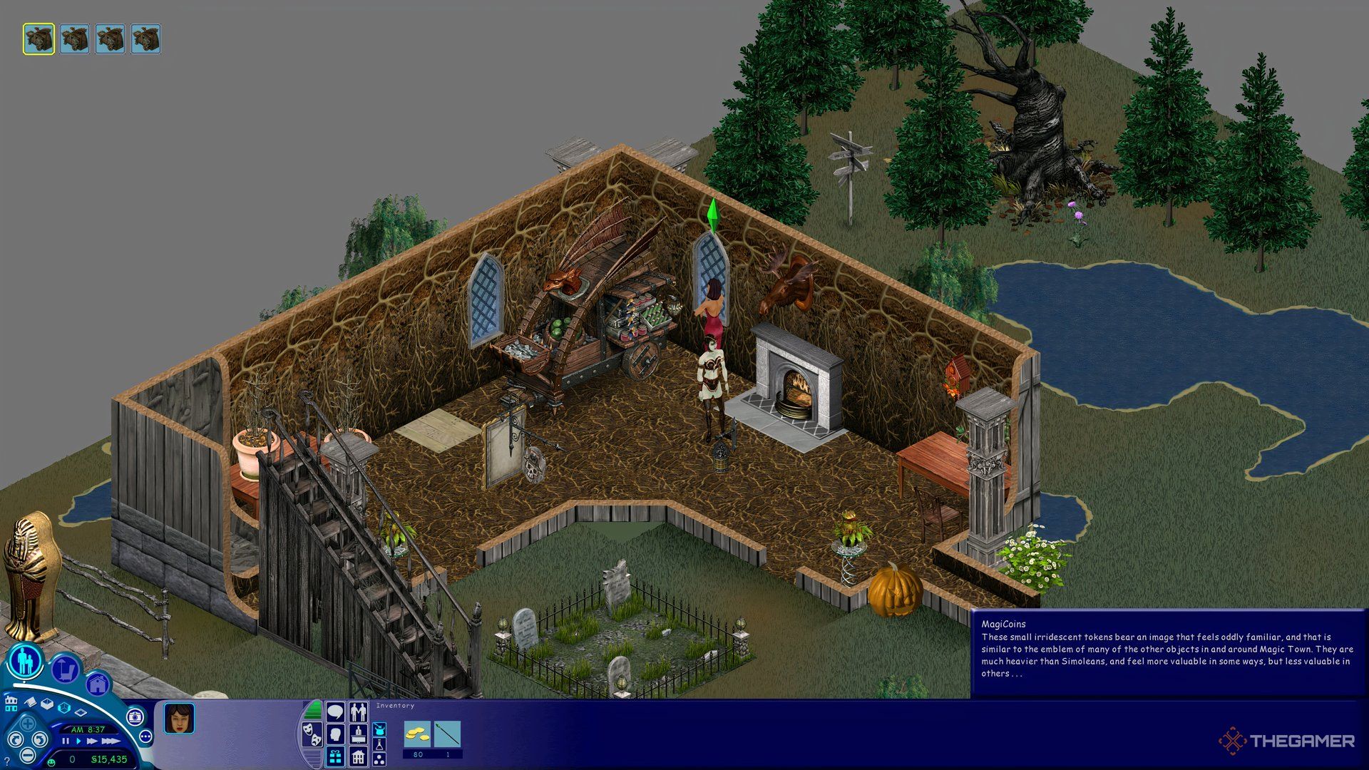 A description of MagiCoins in The Sims 1, with Vicki Vampiress and Bella Goth.