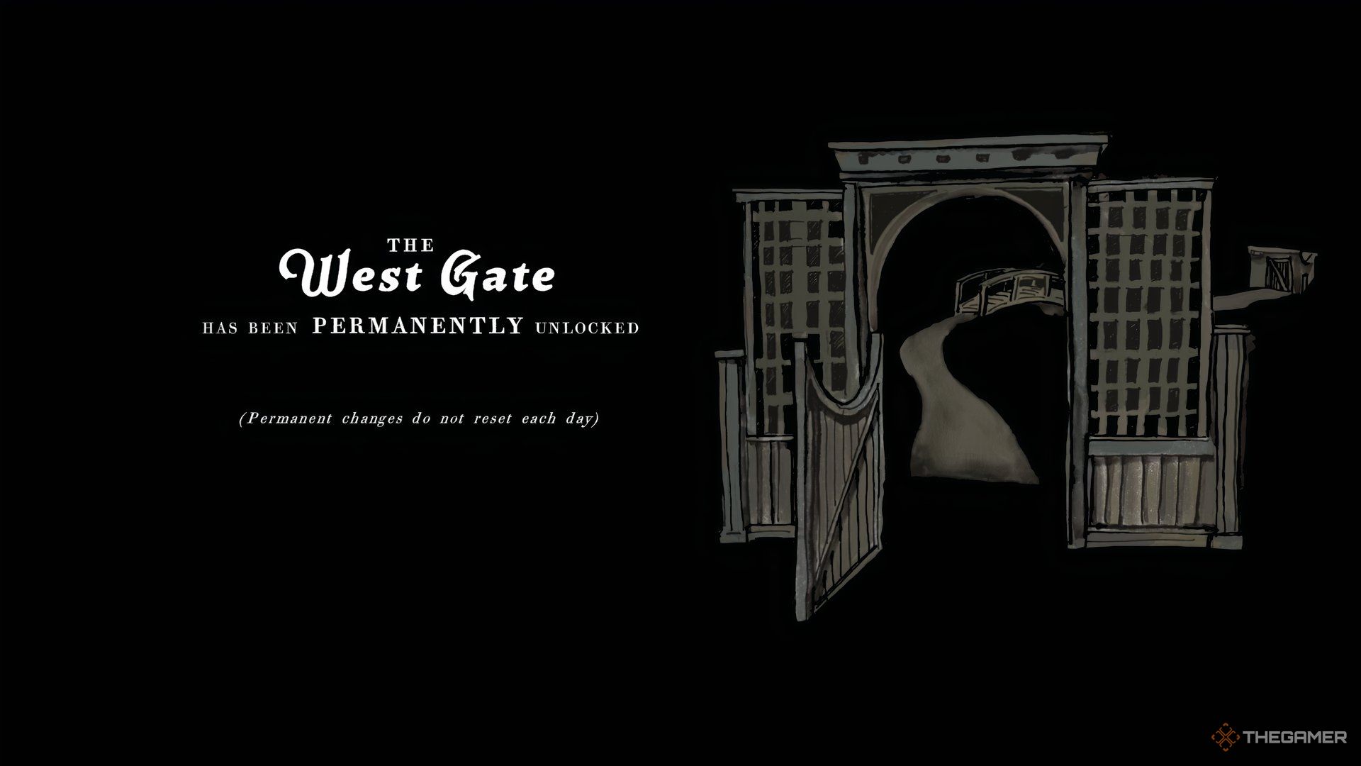 The West Gate upgrade unlock in Blue Prince.
