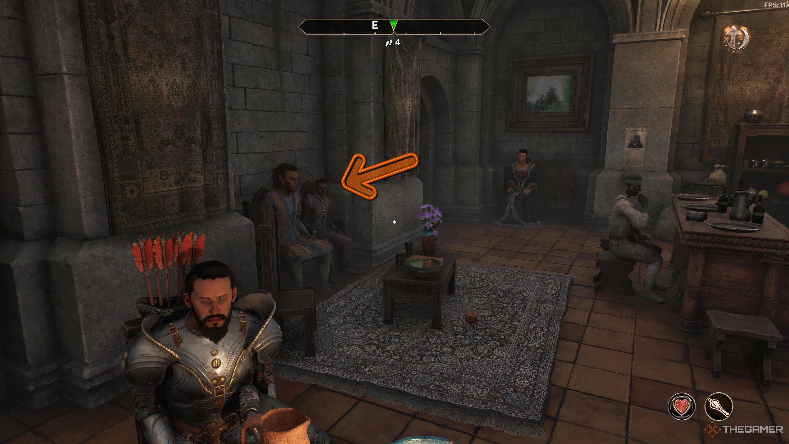 Thoronir sitting on a chair in an inn in Oblivion Remastered.