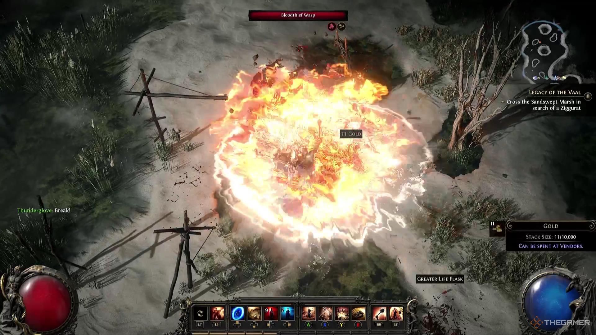Thunderglove defeats a huge amount of enemies a the same time in Path of Exile 2.