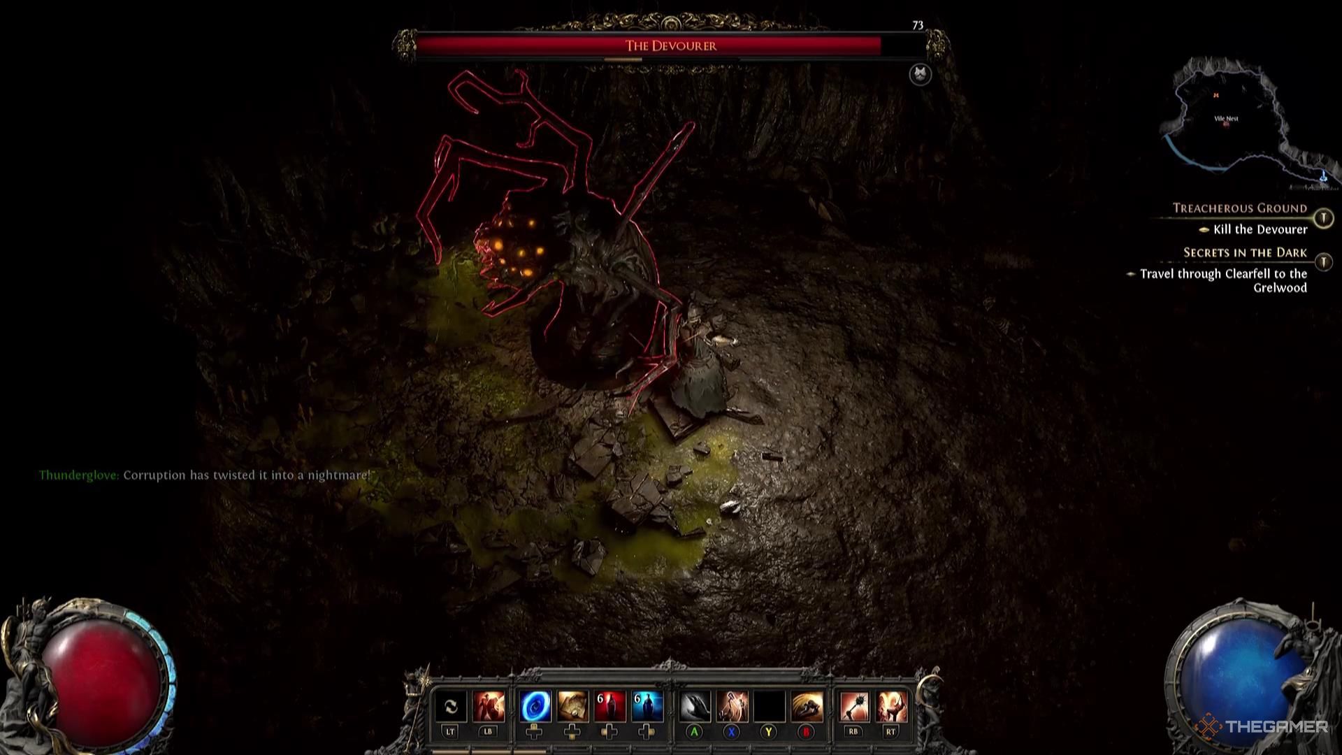 Thunderglove fights the Devourer in Path of Exile 2.