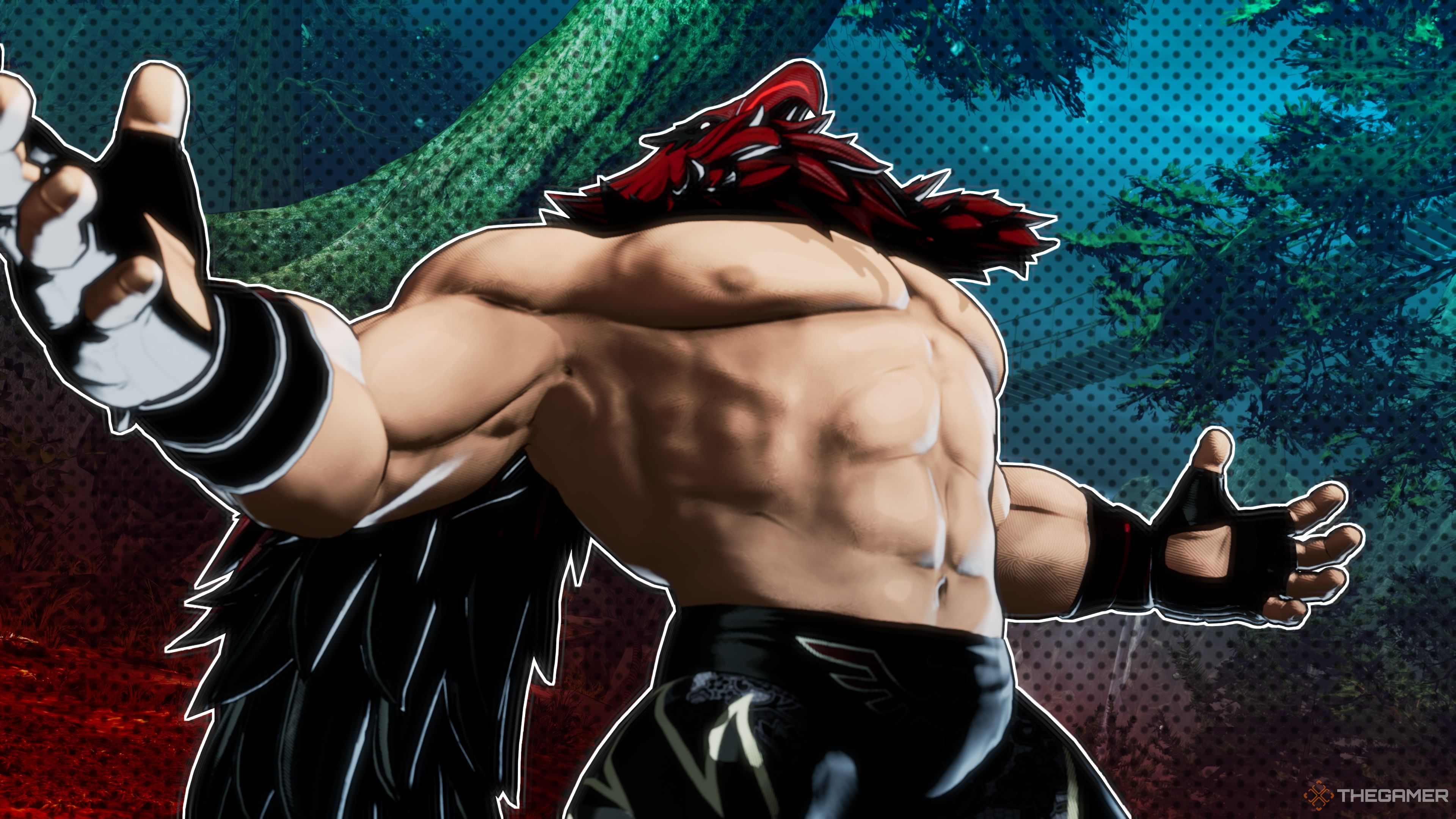 Tizoc posing with his arms open in Fatal Fury City of the Wolves.