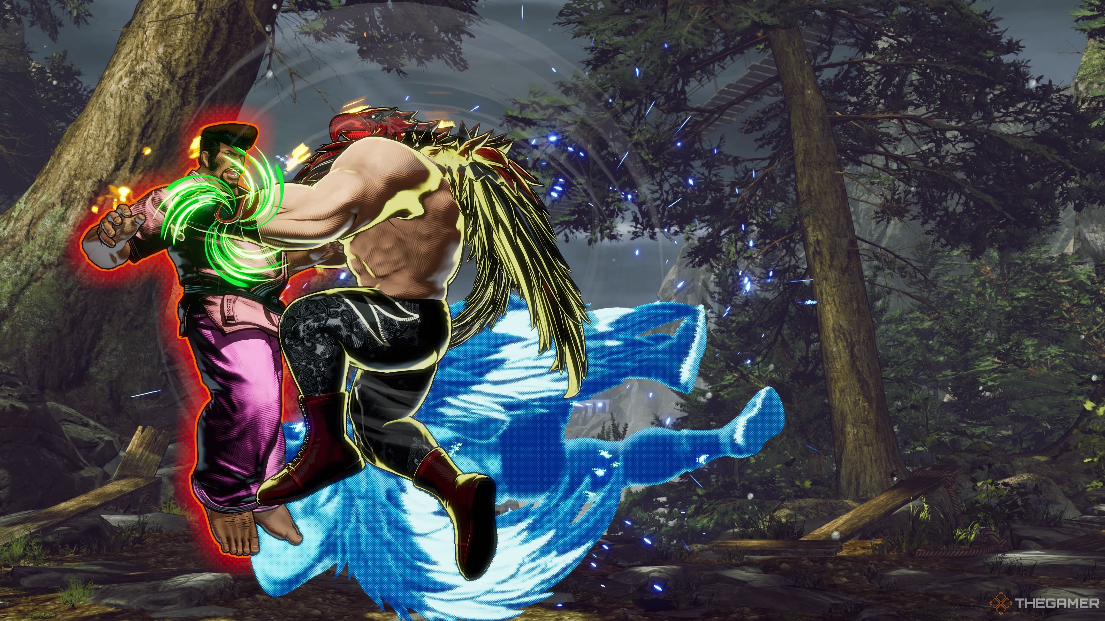Tizoc using his Icarus Crash attack in Fatal Fury City of the Wolves.