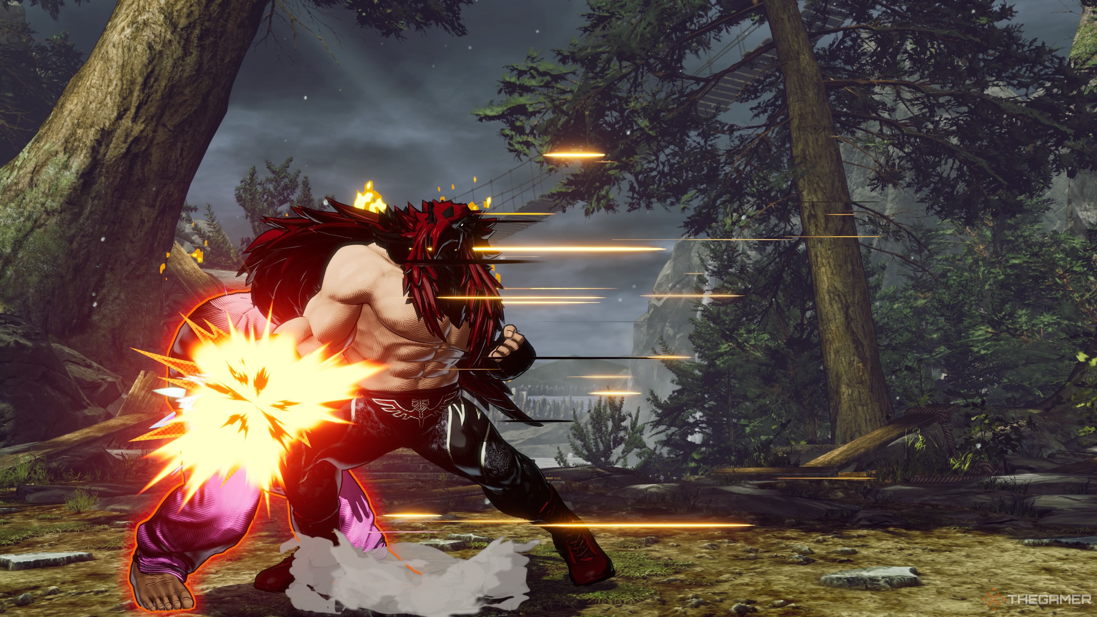 Tizoc using his Red Gear attack in Fatal Fury City of the Wolves.
