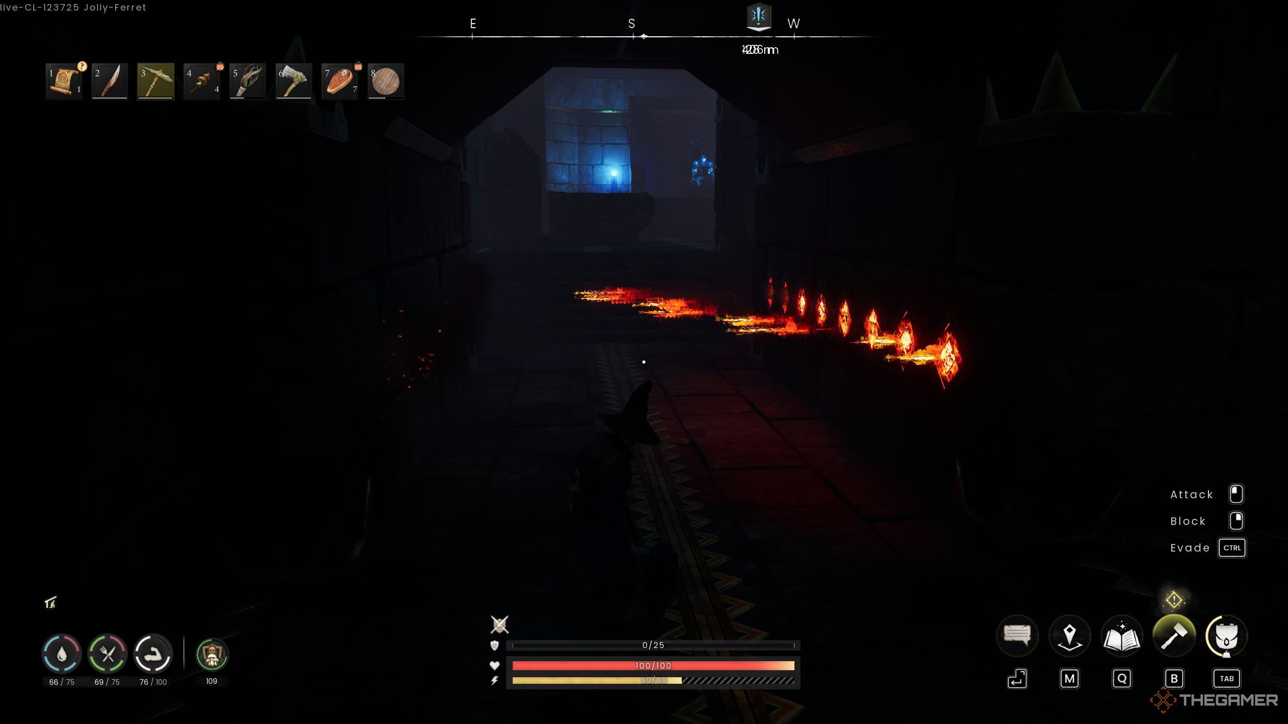 Player corssing the fire traps in Runescape: Dragonwilds.