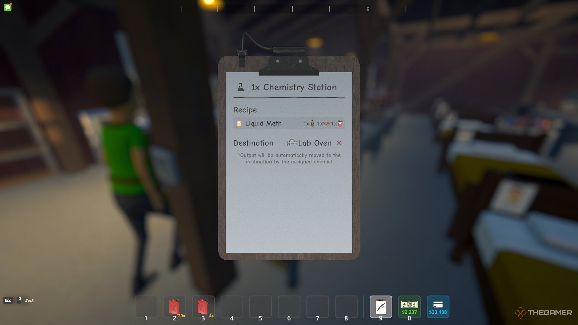 Clipboard menu of a chemistry station in Schedule 1.