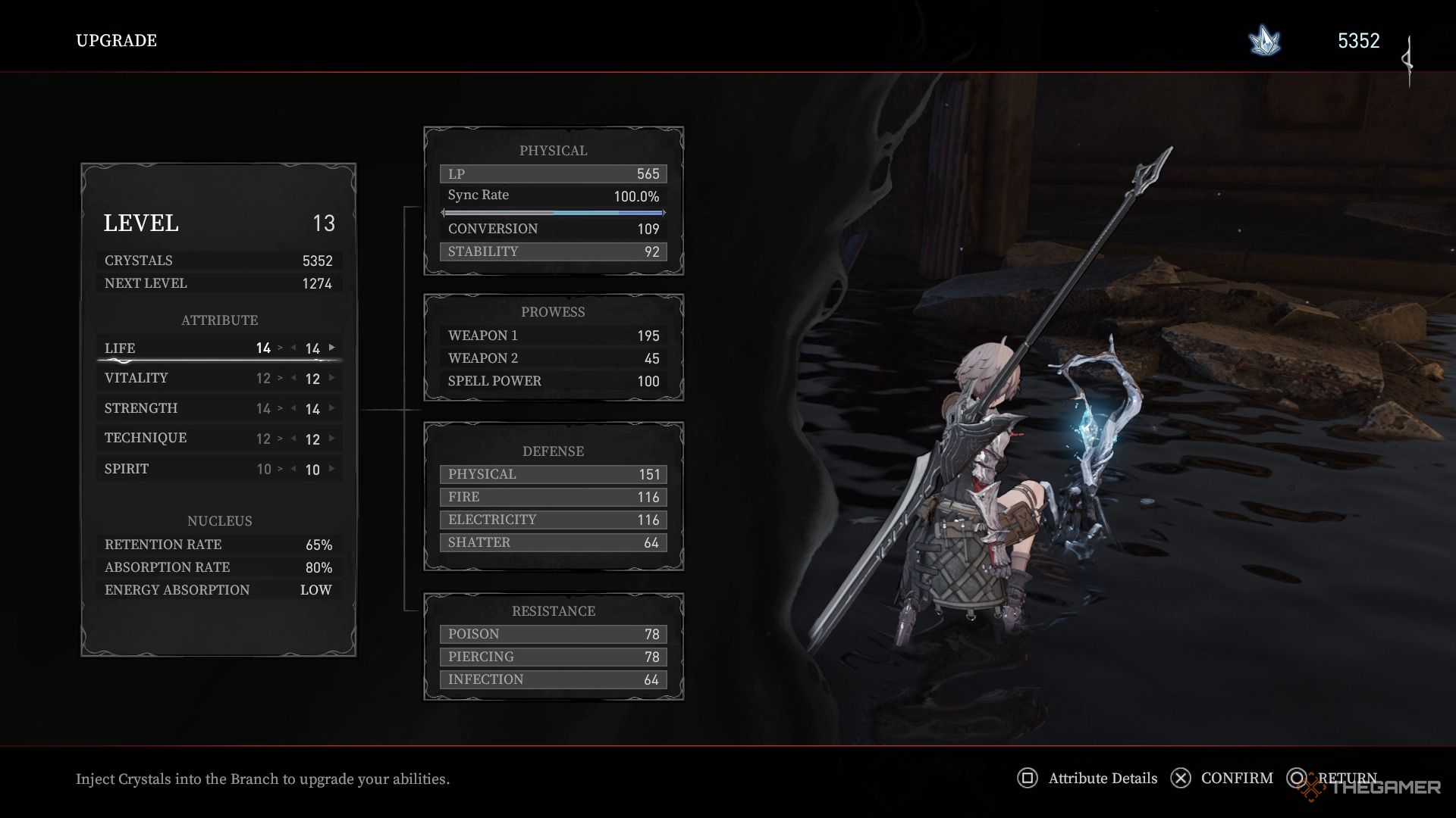 Upgrading character stats at a Branch in AI Limit.