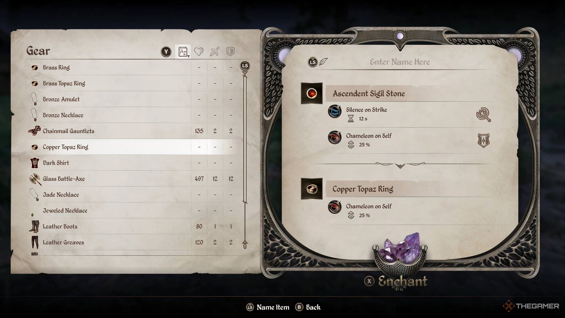 An Ascendant Sigil Stone being used for enchanting gear in the Elder Scrolls IV: Oblivion Remastered.