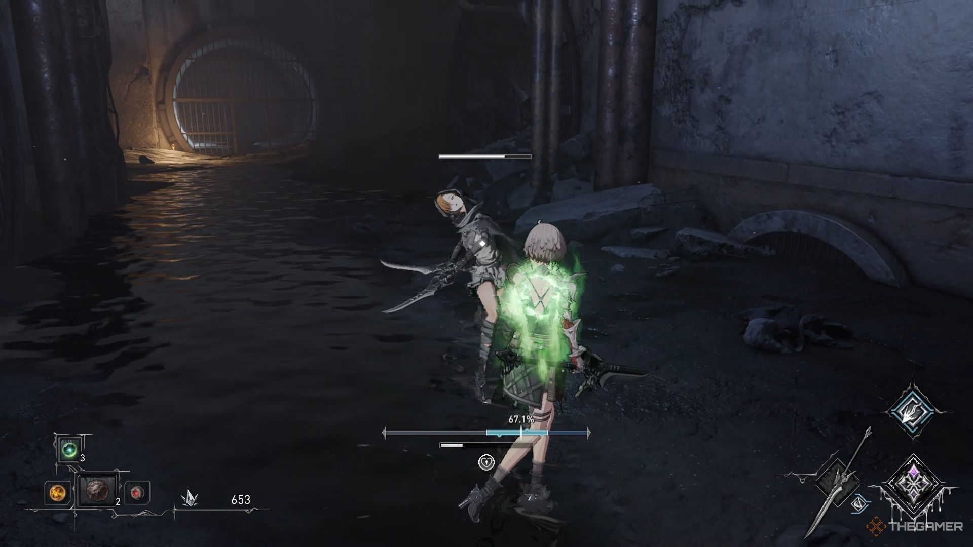 Using a Life Dew to heal up in AI Limit.