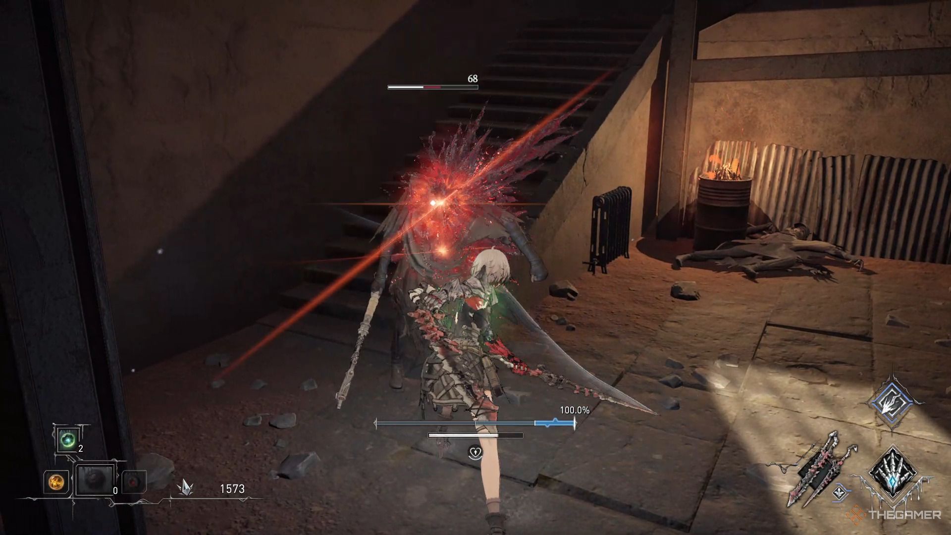 Using Dual Blades against a weak enemy in AI Limit.