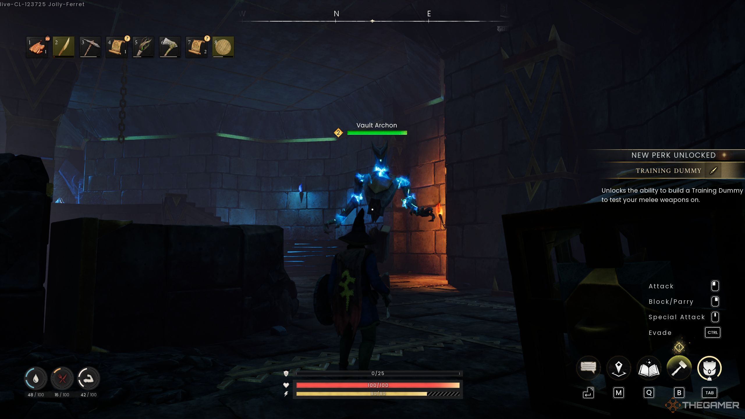 Player standing in front of the Vault Archon in Runescape: Dragonwilds.