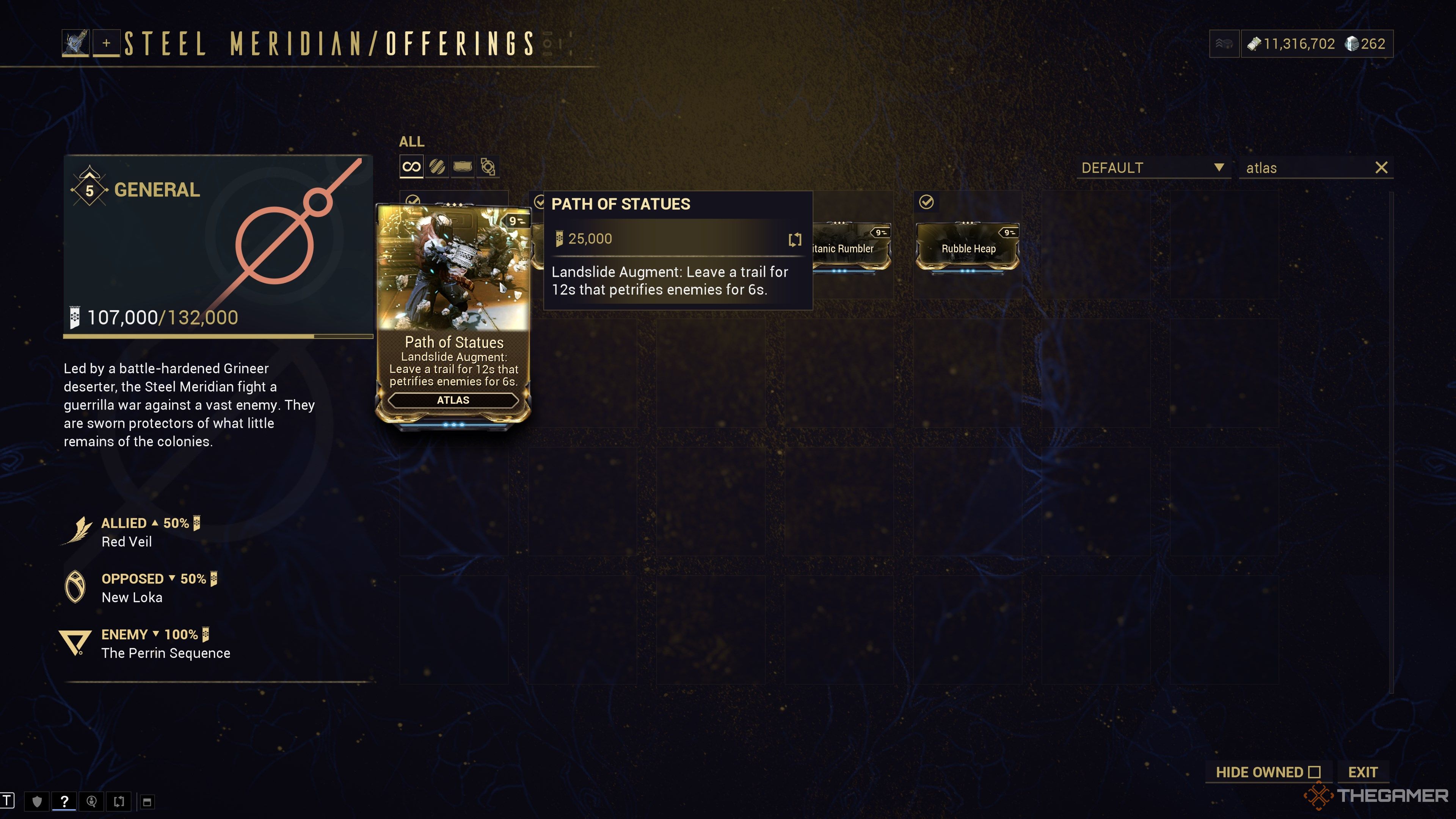 Warframe Atlas Augments Menu