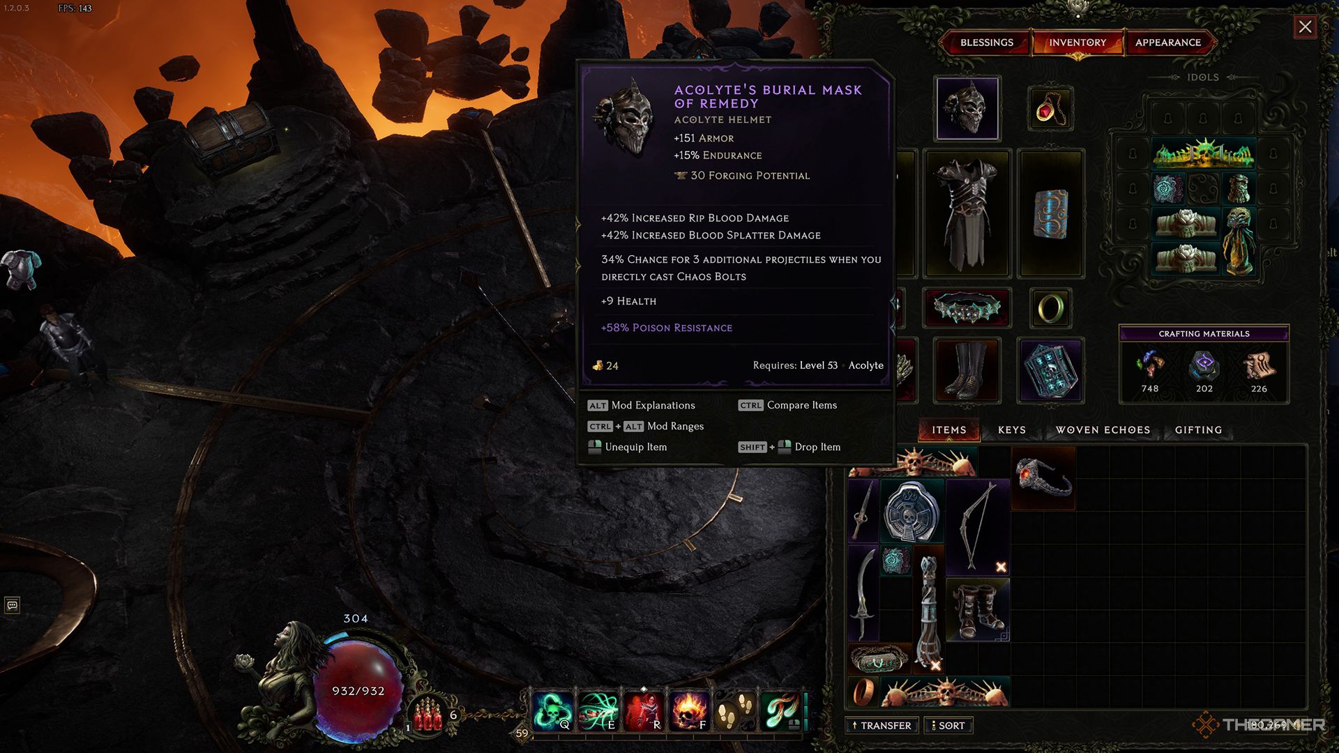 A Helmet for the Warlock in Last Epoch.